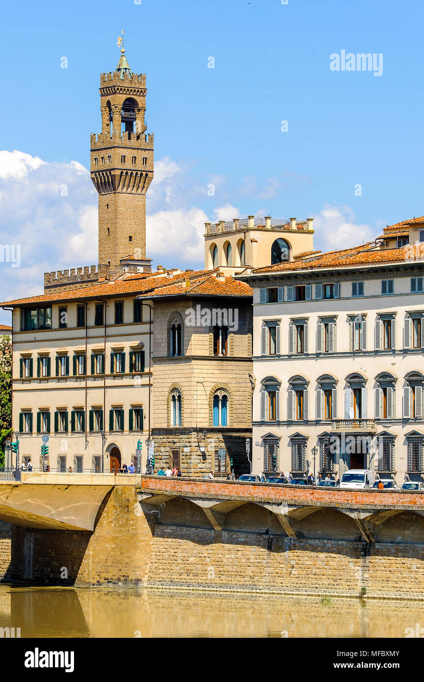 Palazzo Vecchio (Alter Palast), dem historischen Zentrum von Florenz, Italien. UNESCO-Heriage. Stockfoto