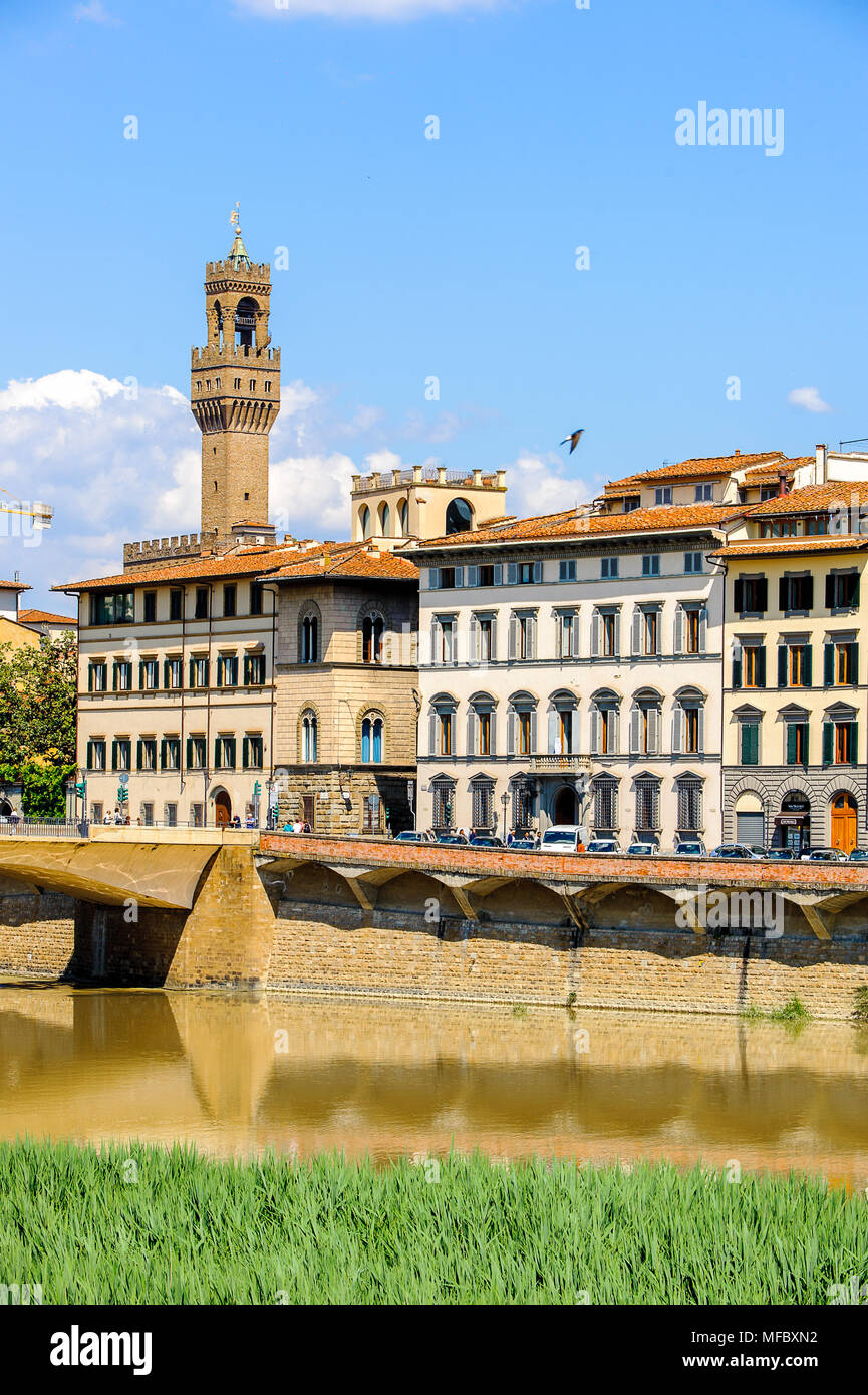 Palazzo Vecchio (Alter Palast), dem historischen Zentrum von Florenz, Italien. UNESCO-Heriage. Stockfoto