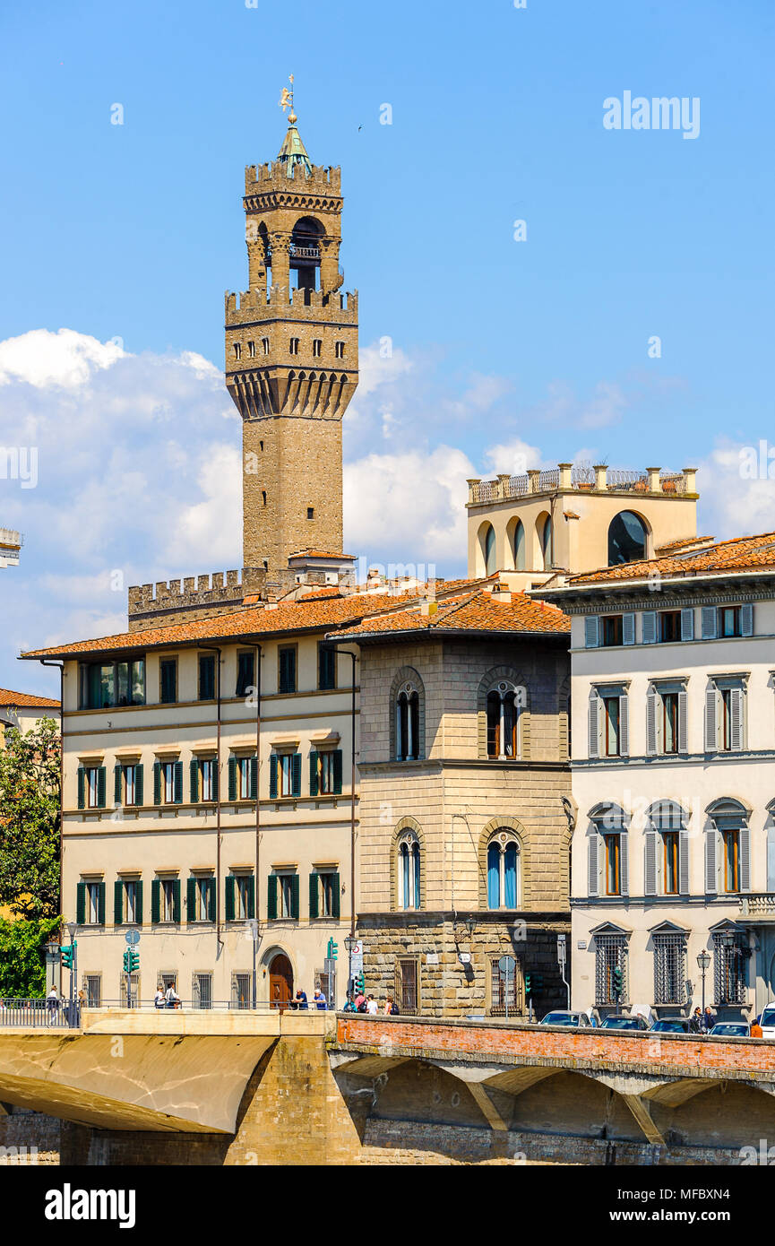 Palazzo Vecchio (Alter Palast), dem historischen Zentrum von Florenz, Italien. UNESCO-Heriage. Stockfoto