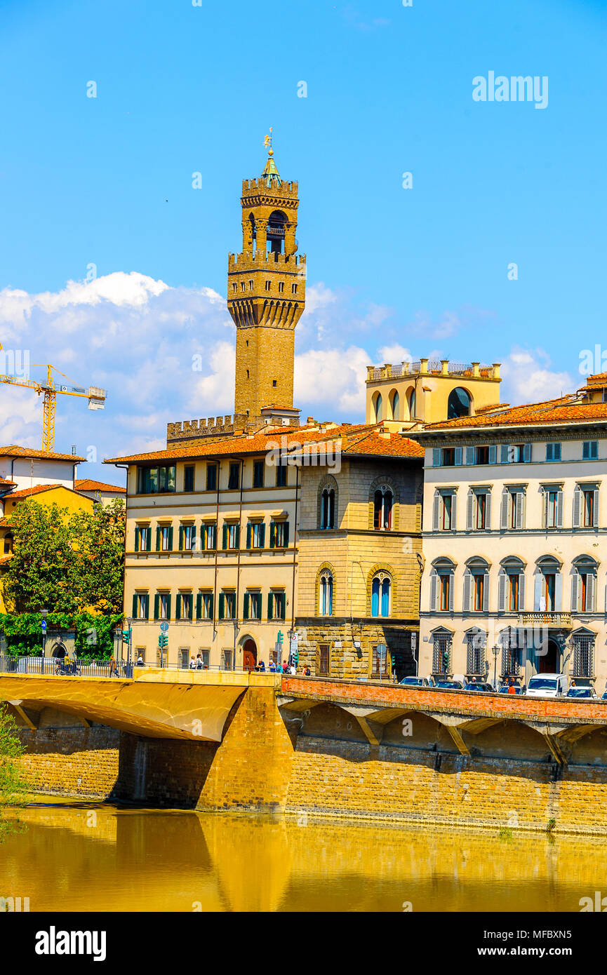 Palazzo Vecchio (Alter Palast), dem historischen Zentrum von Florenz, Italien. UNESCO-Heriage. Stockfoto