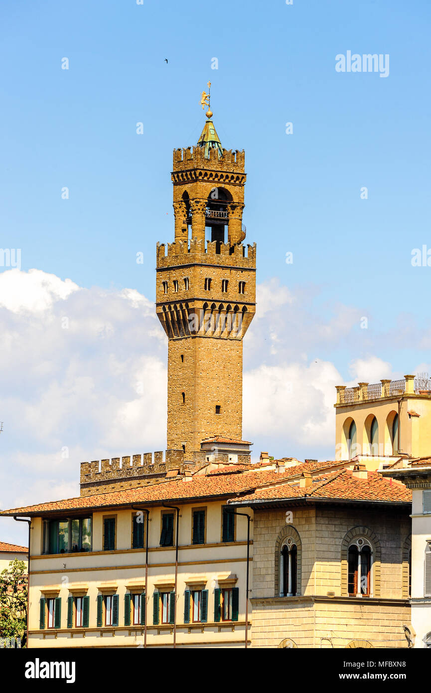 Palazzo Vecchio (Alter Palast), dem historischen Zentrum von Florenz, Italien. UNESCO-Heriage. Stockfoto