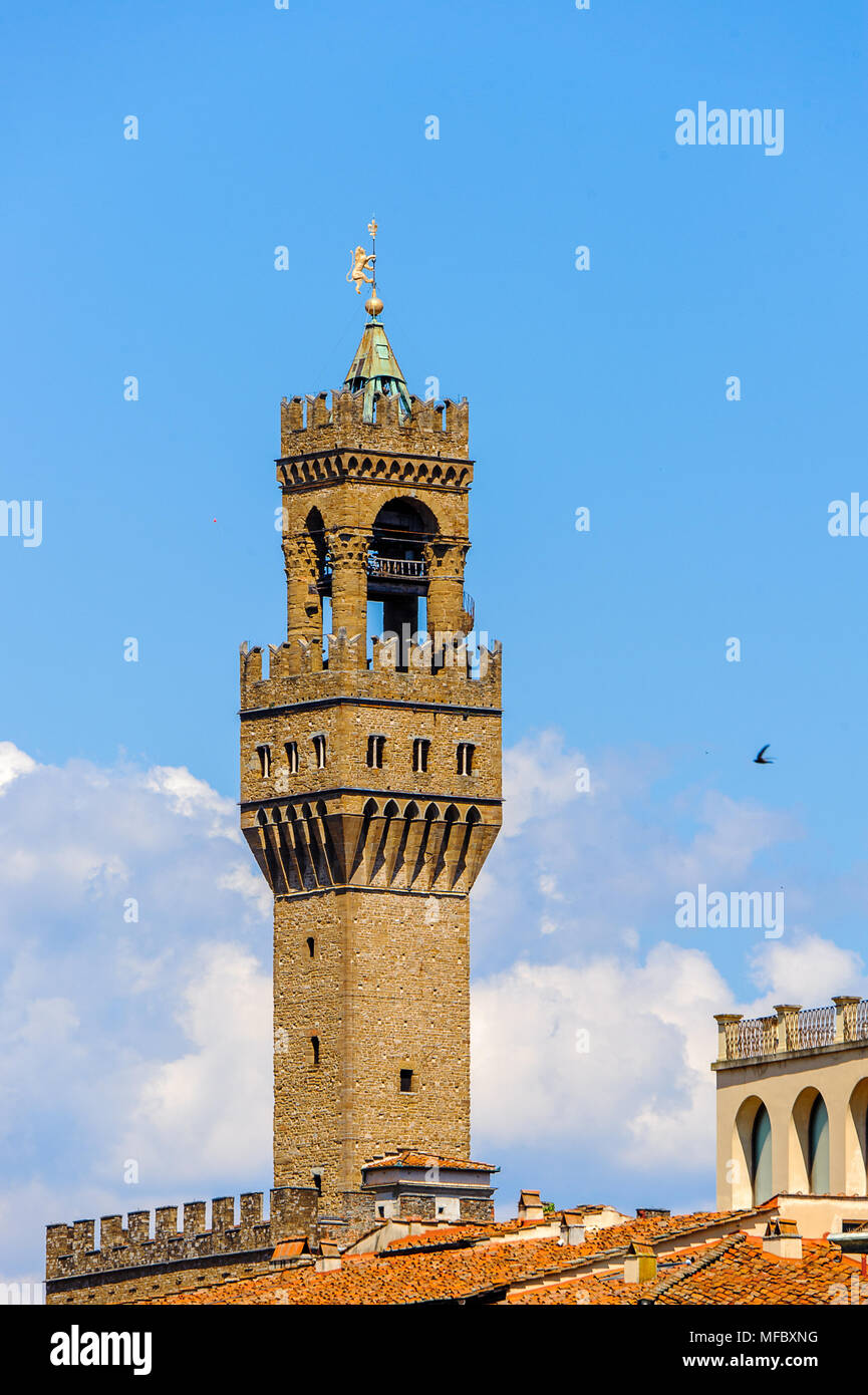 Palazzo Vecchio (Alter Palast), dem historischen Zentrum von Florenz, Italien. UNESCO-Heriage. Stockfoto