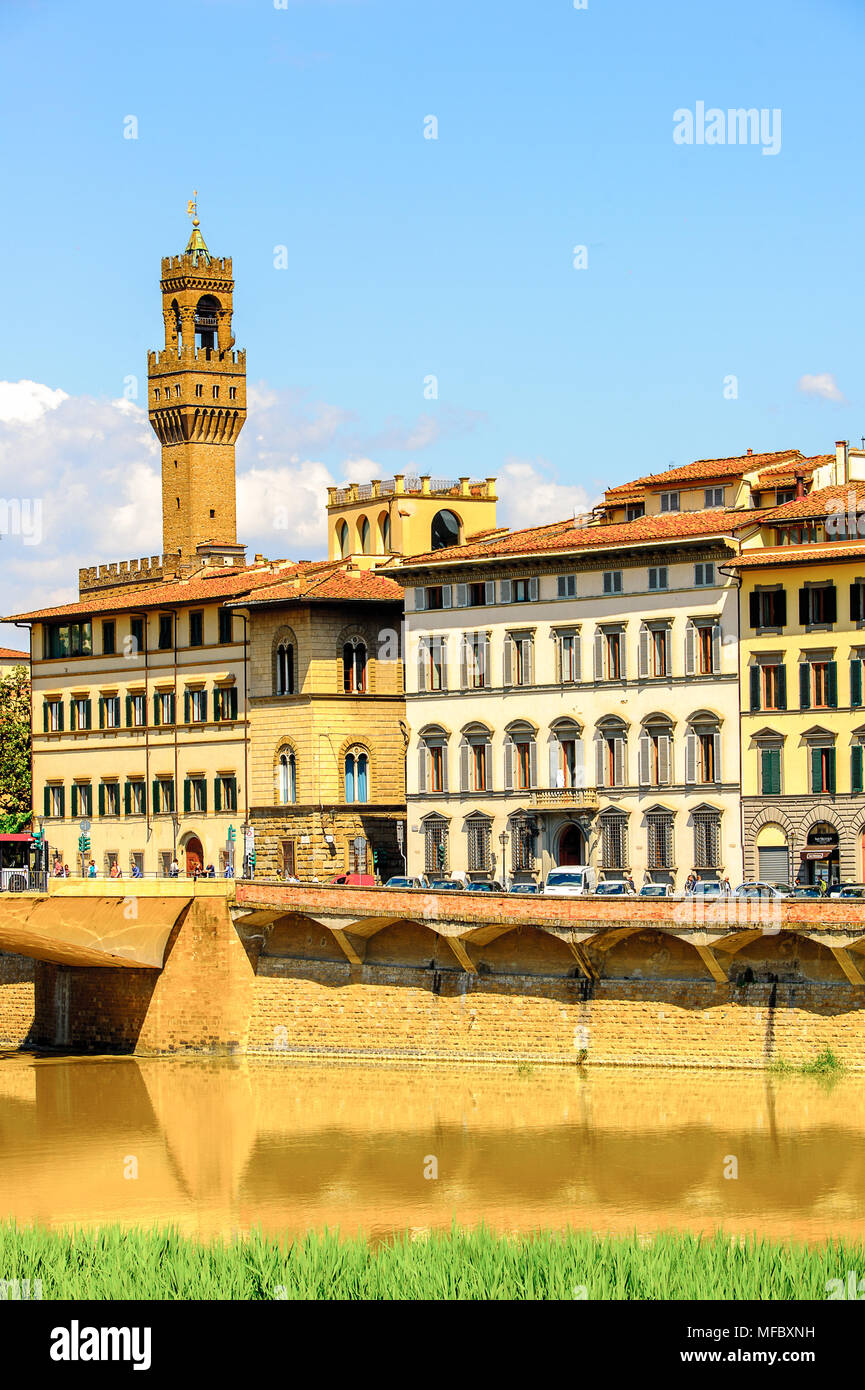 Palazzo Vecchio (Alter Palast), dem historischen Zentrum von Florenz, Italien. UNESCO-Heriage. Stockfoto