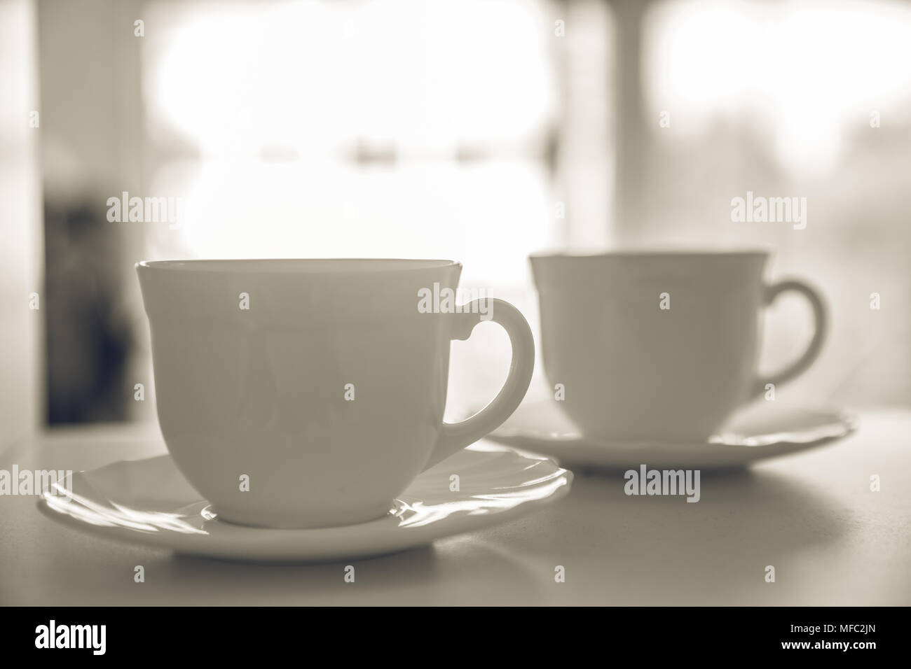 Zwei Kaffee Tasse braun vintage Farbe Ton Stockfoto