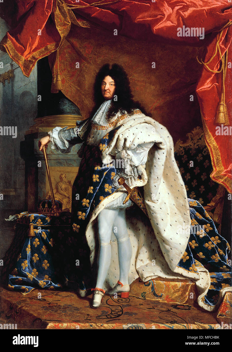 Porträt von Ludwig XIV. Von Frankreich von Hyacinthe Rigaud, 1701, Öl auf Leinwand Stockfoto