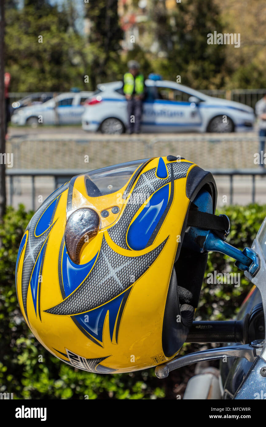 Der Biker Helm bulgarien varna 22.04.2018 Stockfoto