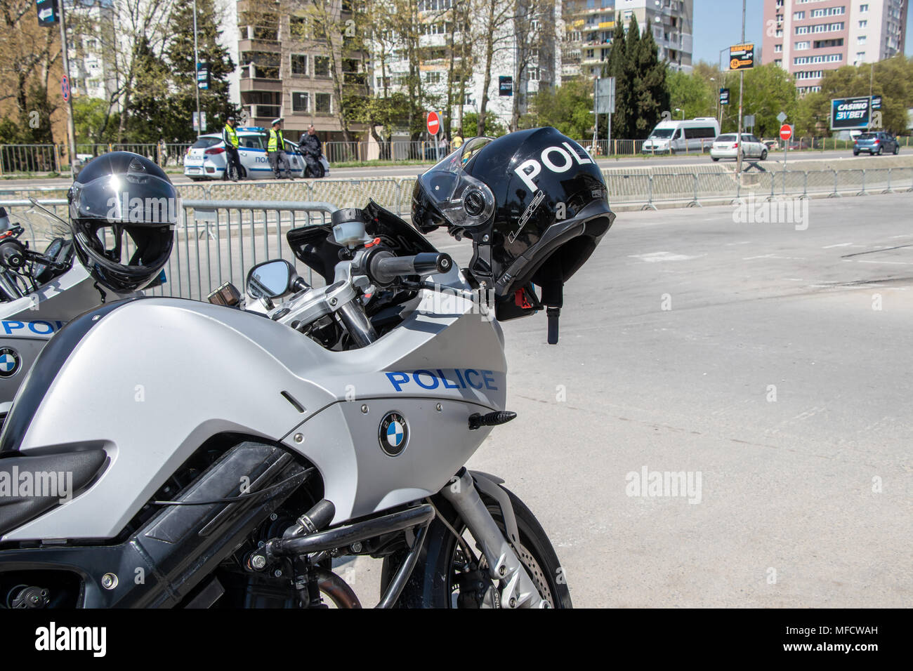Polizei Motorräder bulgarien varna 22.04.2018 Stockfoto