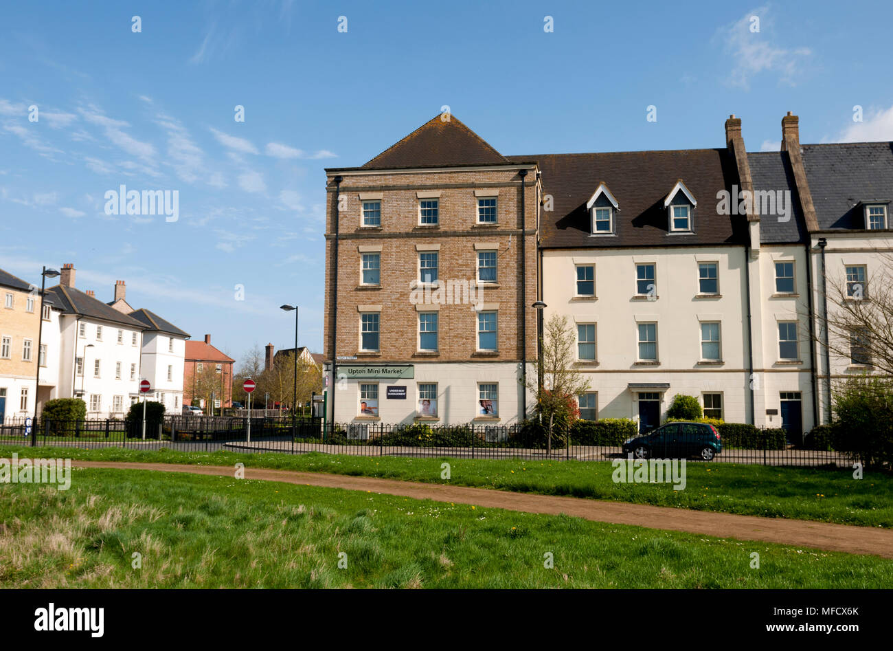 High Street, Upton, von Upton Country Park, Northampton, Northamptonshire, England, UK gesehen Stockfoto