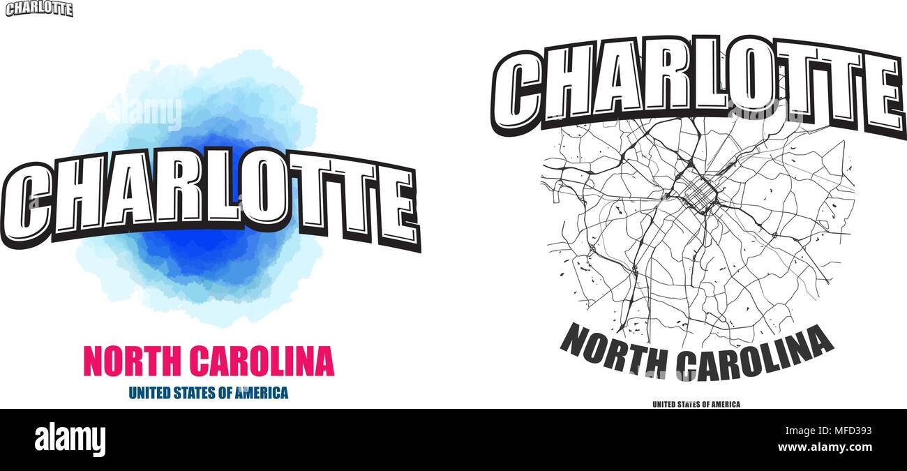 Charlotte, North Carolina, Logo Design. Zwei in einem Vektor Kunst