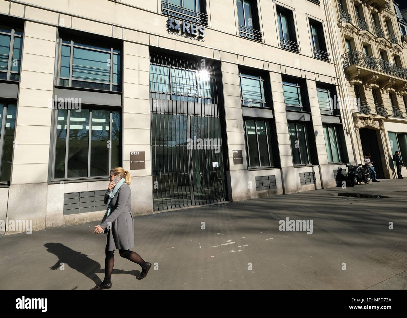 Die Royal Bank of Scotland Niederlassung Boulevard Haussmann, Paris. Stockfoto