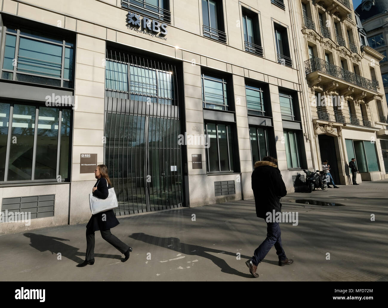 Die Royal Bank of Scotland Niederlassung Boulevard Haussmann, Paris. Stockfoto