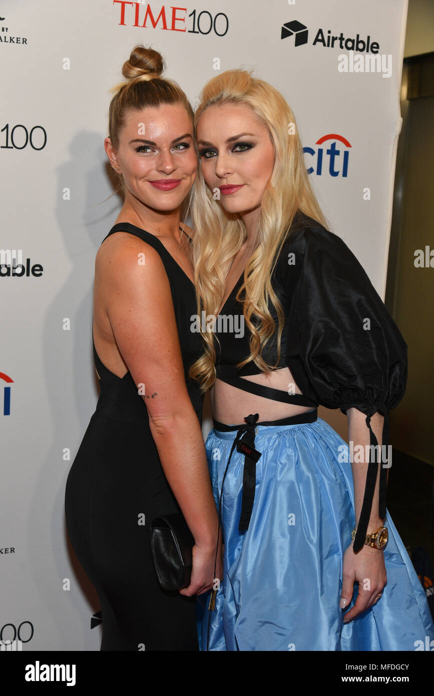 New York, USA. 24 Apr, 2018. Karin Kildow und Lindsey Vonn an der Zeit