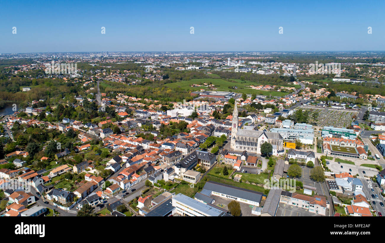Luftaufnahmen von Vertou Stadt, in der Nähe von Nantes, Loire Atlantique, Frankreich Stockfoto