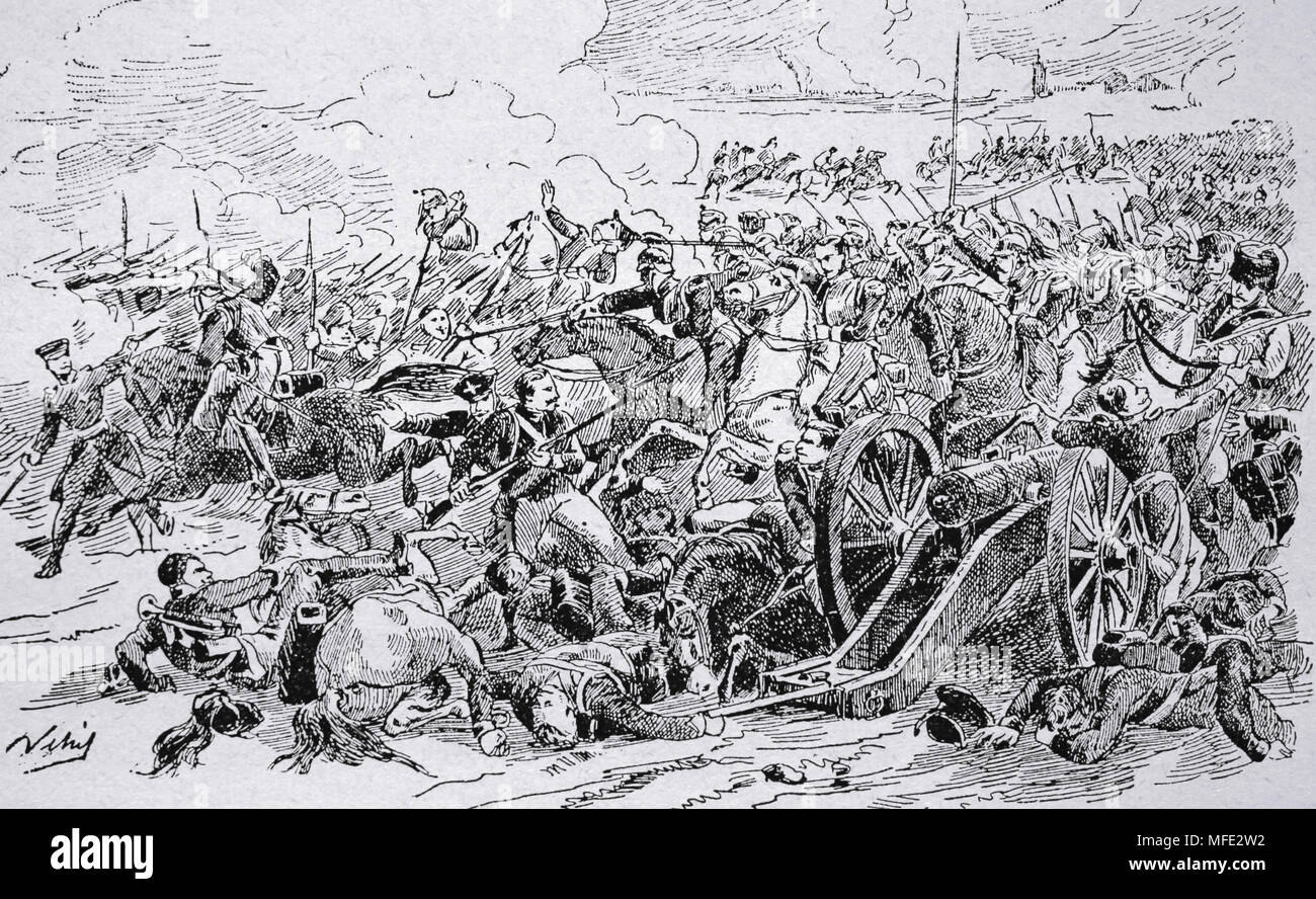 Napoleonischen Kriege. Teil des Krieges der Vierten Koalition. Schlacht von Eylau. 7. und 8. Februar 1807. Gravur, 19. Stockfoto