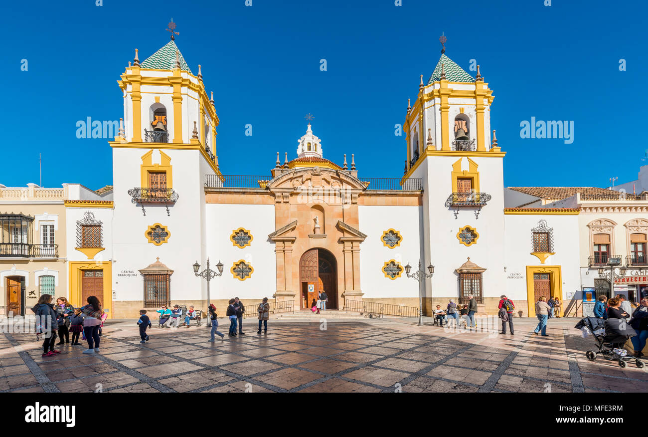 Nuestra Señora del Socorro Kirche, Plaza del Socorro, Ronda, Provinz Malaga, Andalusien, Spanien Stockfoto