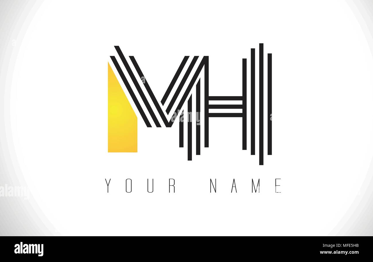 MH schwarze Linien schreiben Logo. Kreative Linie Buchstaben Design Vector Template. Stock Vektor
