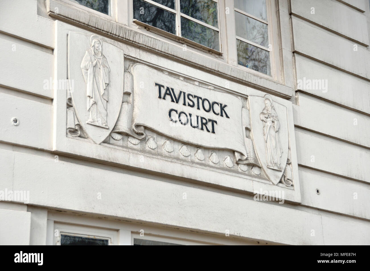 Tavistock Court Apartment Herrenhaus in Tavistock Square, London, UK. Stockfoto