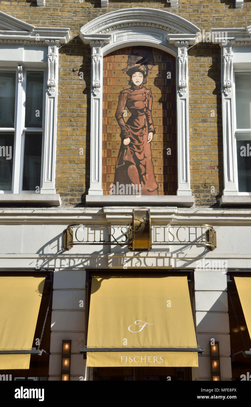 Fischer der Österreichischen Restaurant in der Marylebone High Street, Marylebone, London, UK. Stockfoto