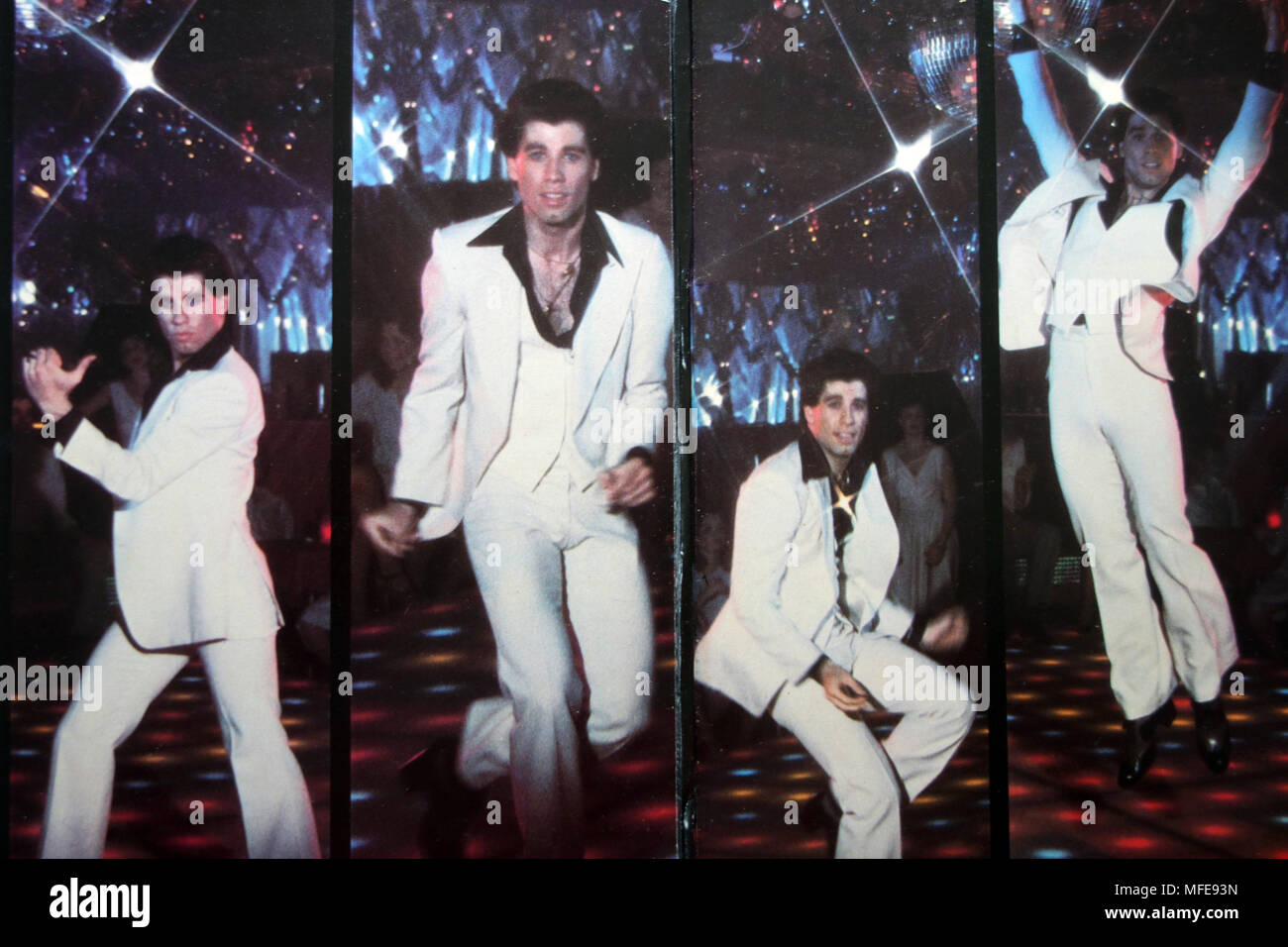 John Travolta Disco auf der Innenseite der Doppel Album Hülle Cover von Saturday Night Fever von RSO Records. Stockfoto