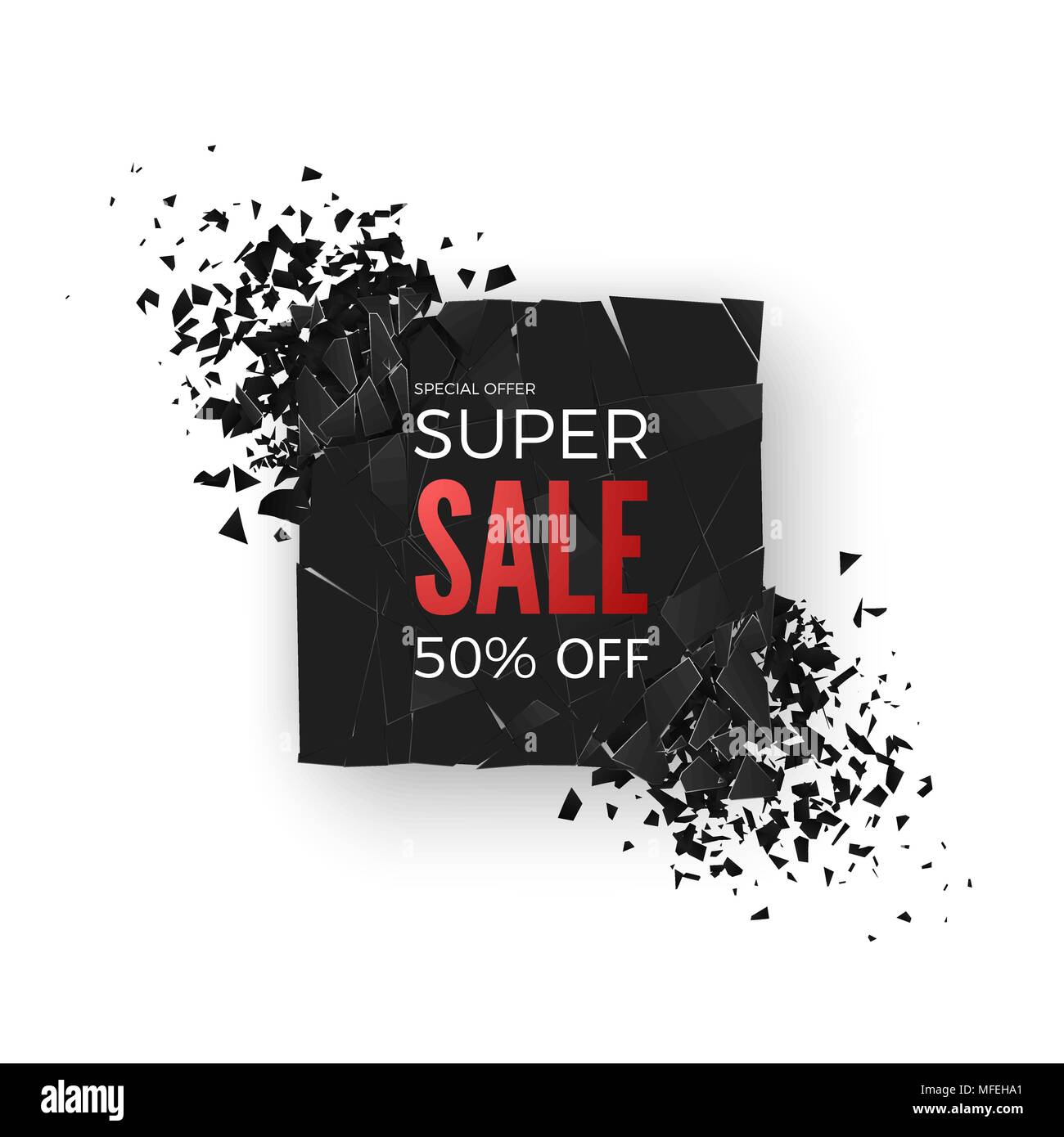 Super Sale Banner - 50% Angebot. Layout mit abstrakten Explosion Effekt Elemente. Design Konzept. Vector Illustration Stock Vektor