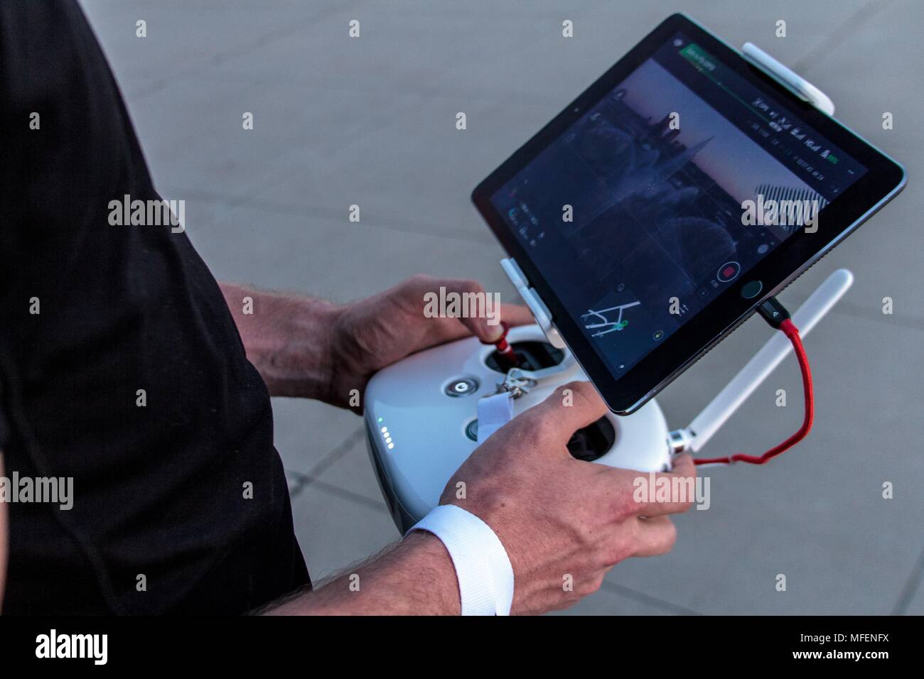 Drone Control Bildschirm Stockfoto