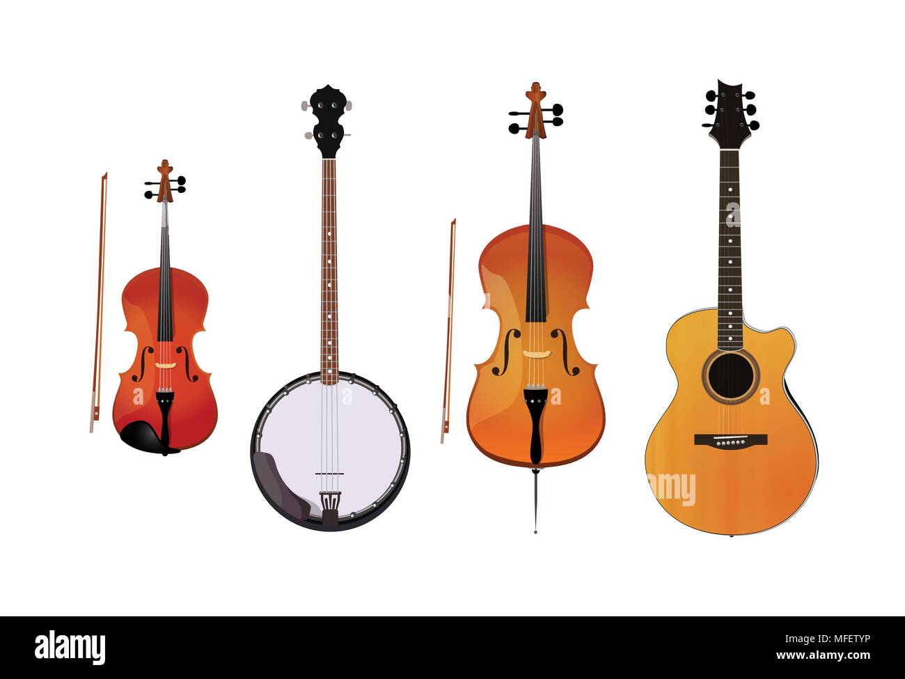 Satz von Orchester und Folk Instrumente Stock Vektor