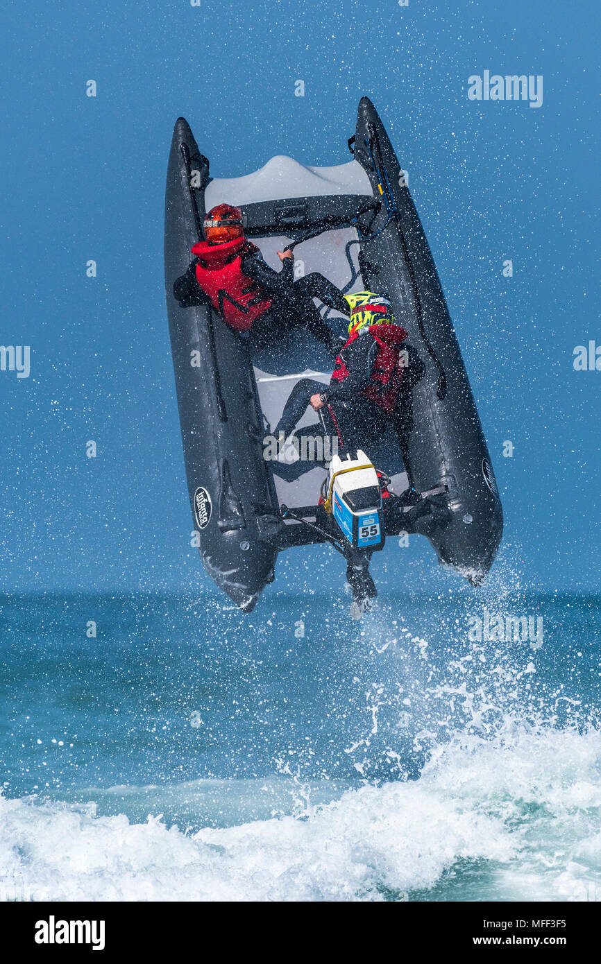ThunderCat Racing Champiopnships an Fistral in Newquay in Cornwall statt. Stockfoto