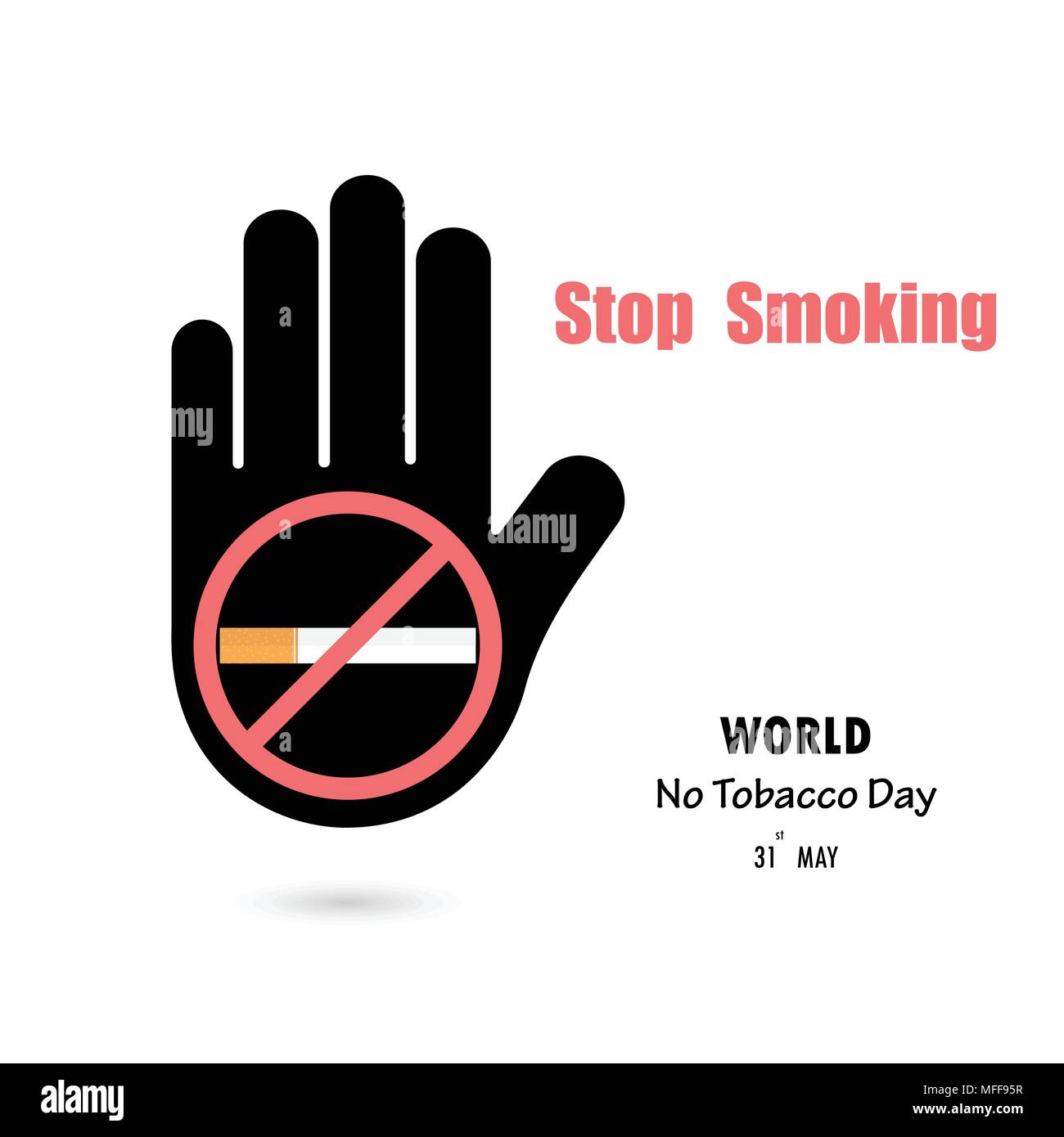 Menschliche Hände und Beenden Tabak Vektor logo Vorlage. 31. Mai Weltnichtrauchertag. Nichtraucher Tag Bewusstsein Idee, Kampagne für Grußkarten, Poster Stock Vektor