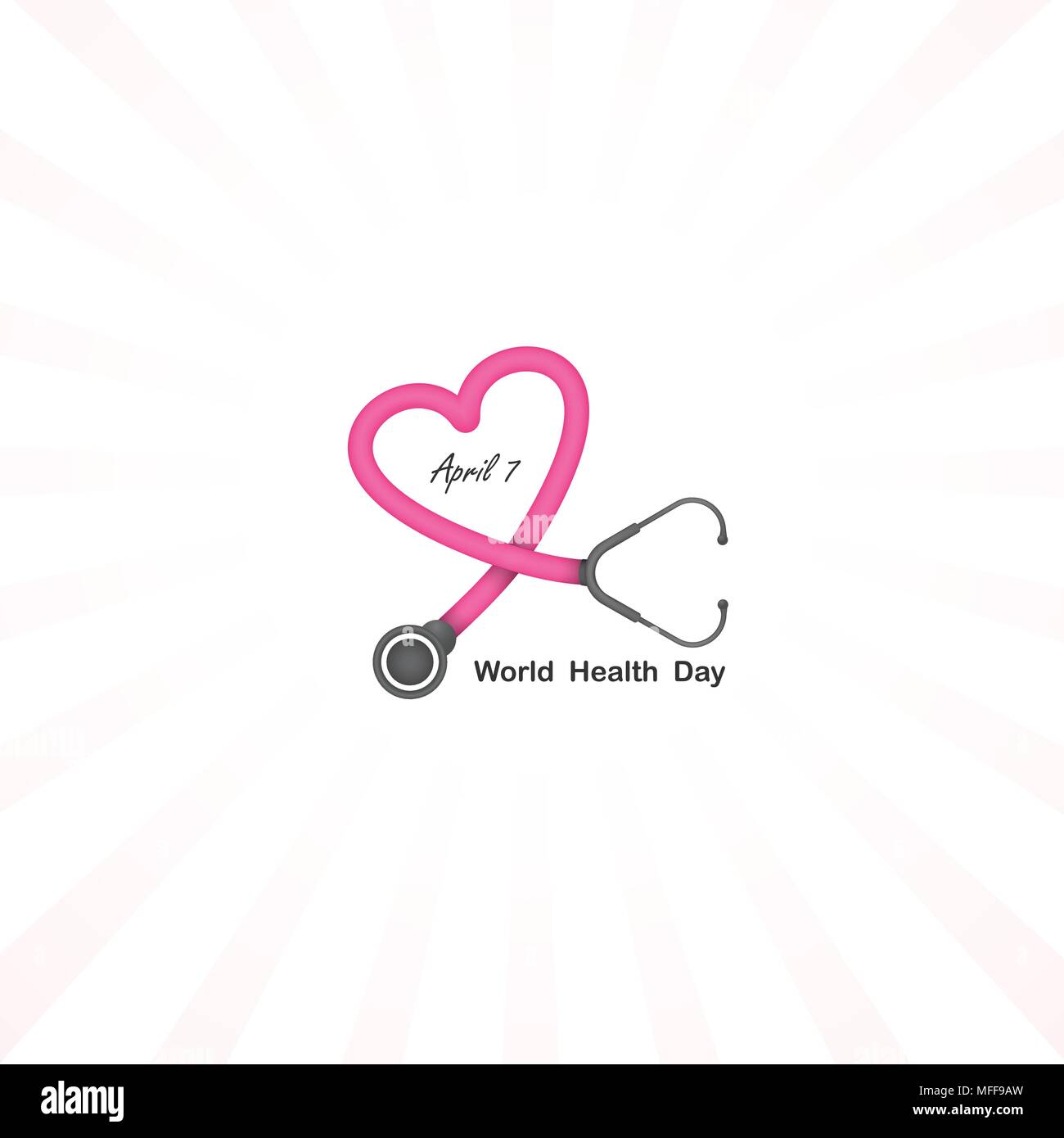 Globus Zeichen und Stethoskop Vektor-Logo Design-Vorlage. Welt-Gesundheitstag-Symbol. World Health Day Idee Kampagnenkonzept für Grußkarten und Poster. Vecto Stock Vektor