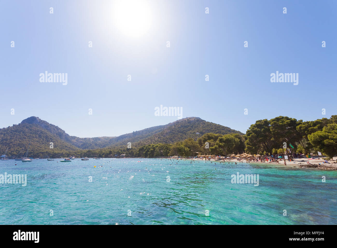 Platja de Formentor, Mallorca, Spanien - Himmlische Atmosphäre an der verträumten Strand von Platja de Formentor Stockfoto
