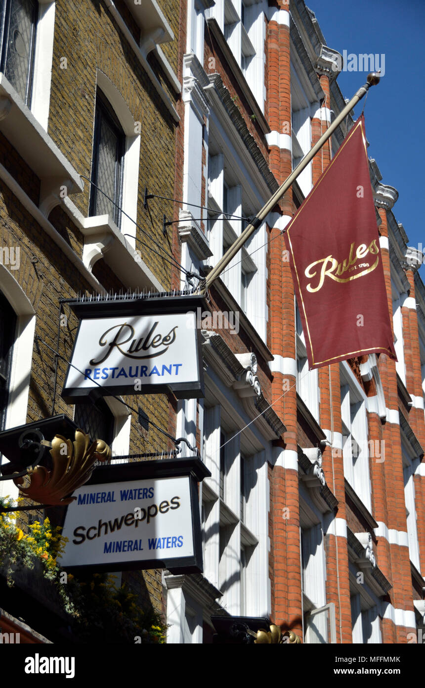 Regeln Restaurant in Covent Garden, London, UK. Stockfoto