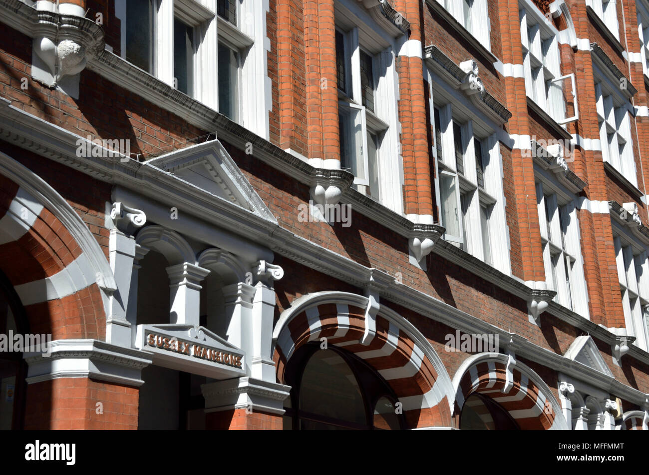 Sussex Mansions Apartment Block in Maiden Lane, Covent Garden, London, UK. Stockfoto