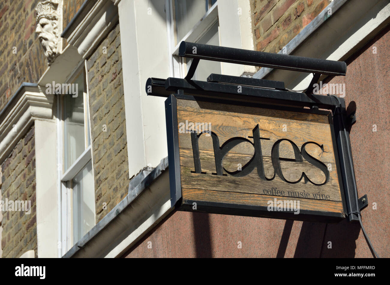 Anmerkungen cafe in St. Martin's Lane, Covent Garden, London, UK. Stockfoto