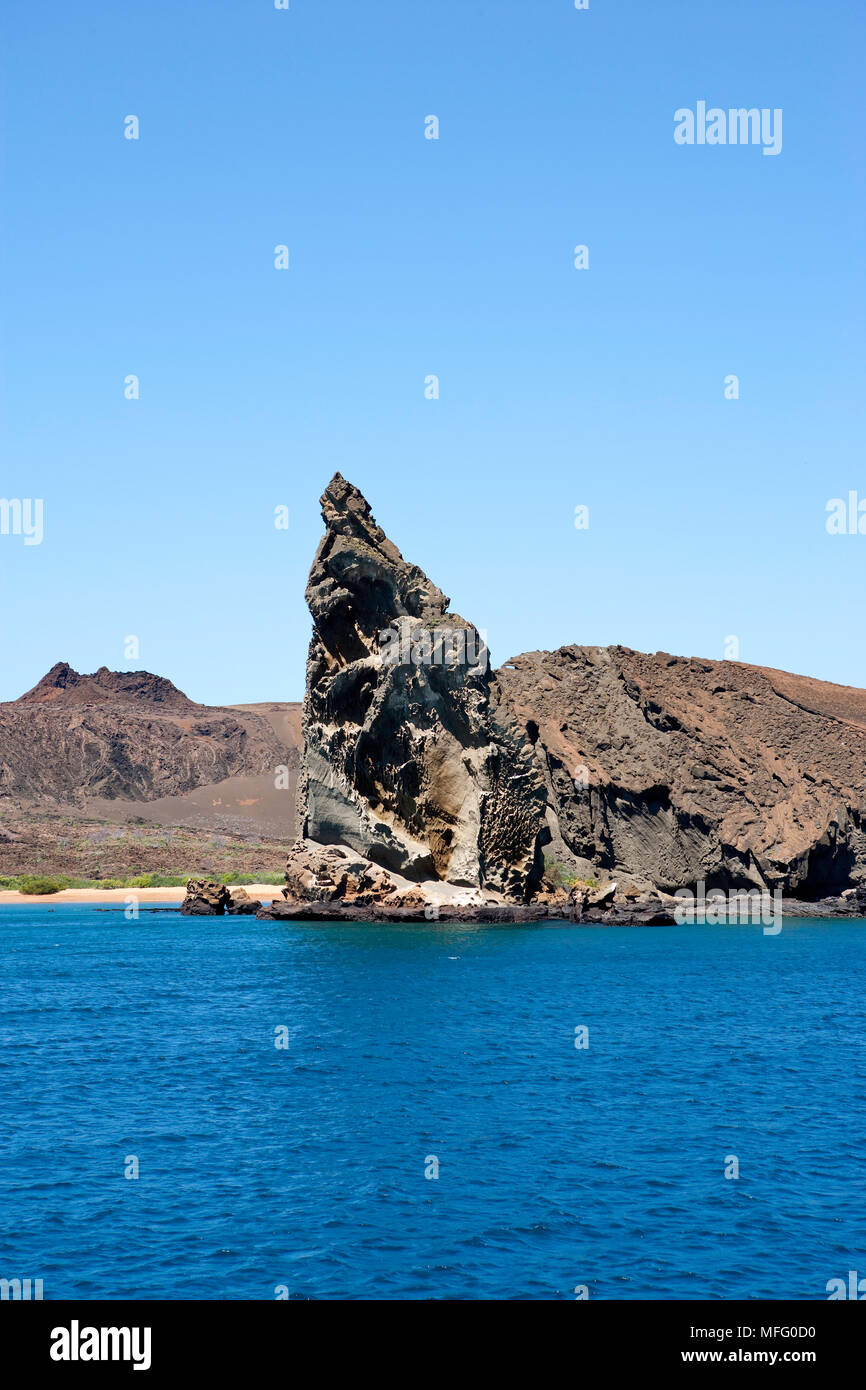 Pinnacle Rock bei Bartholomé Island, Galapagos Inseln, UNESCO Weltnaturerbe, Ecuador, Ost Pazifik Stockfoto
