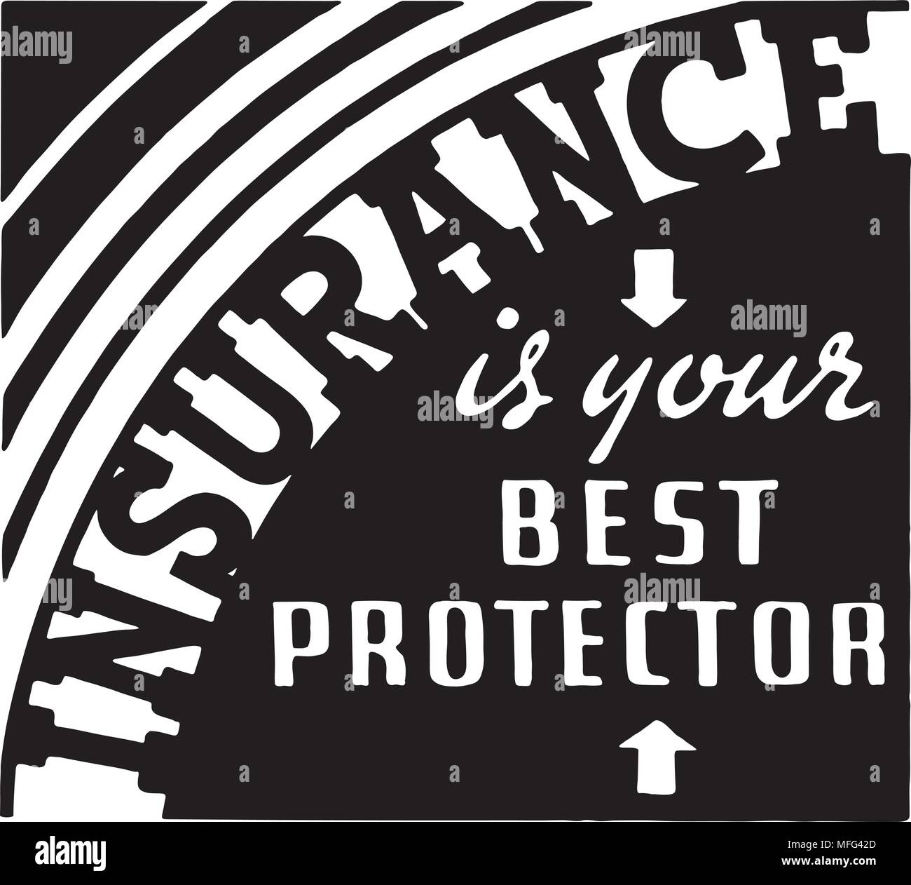Versicherung ist Ihre beste Protector - Retro Ad Kunst Banner Stock Vektor