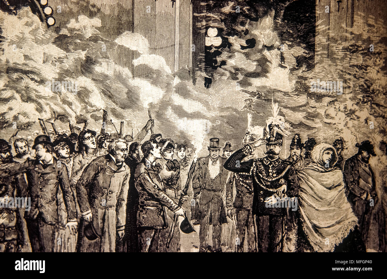 Italien Sizilien 1881 König Umberto I. von Savoyen und Quuen Margherita bei dem Politeama Theater in Palermo. Stockfoto