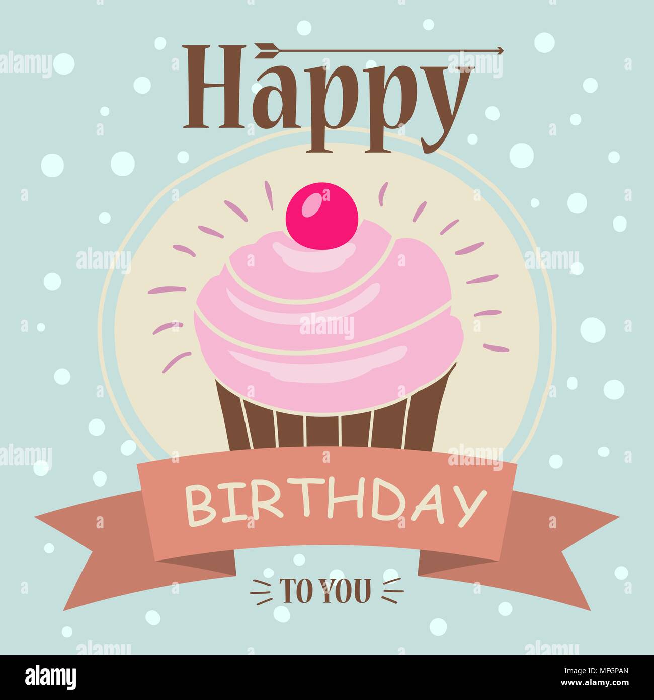 Herzlichen Glückwunsch zum Geburtstag und ein Kuchen mit einer Kirsche