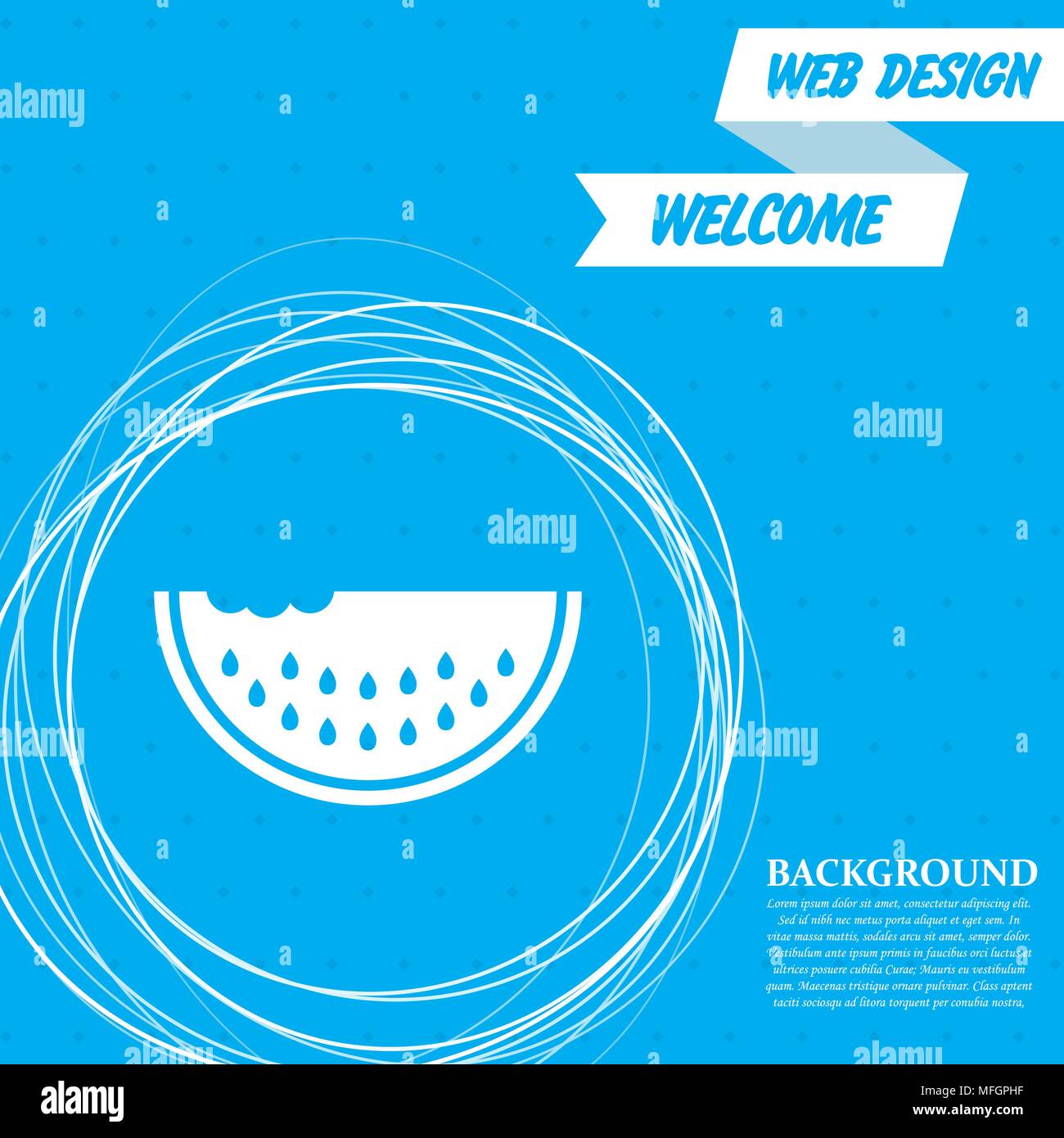 Wassermelone Symbol auf einem blauen Hintergrund mit abstrakten Kreise um und für ihren Text. Vector Illustration Stock Vektor