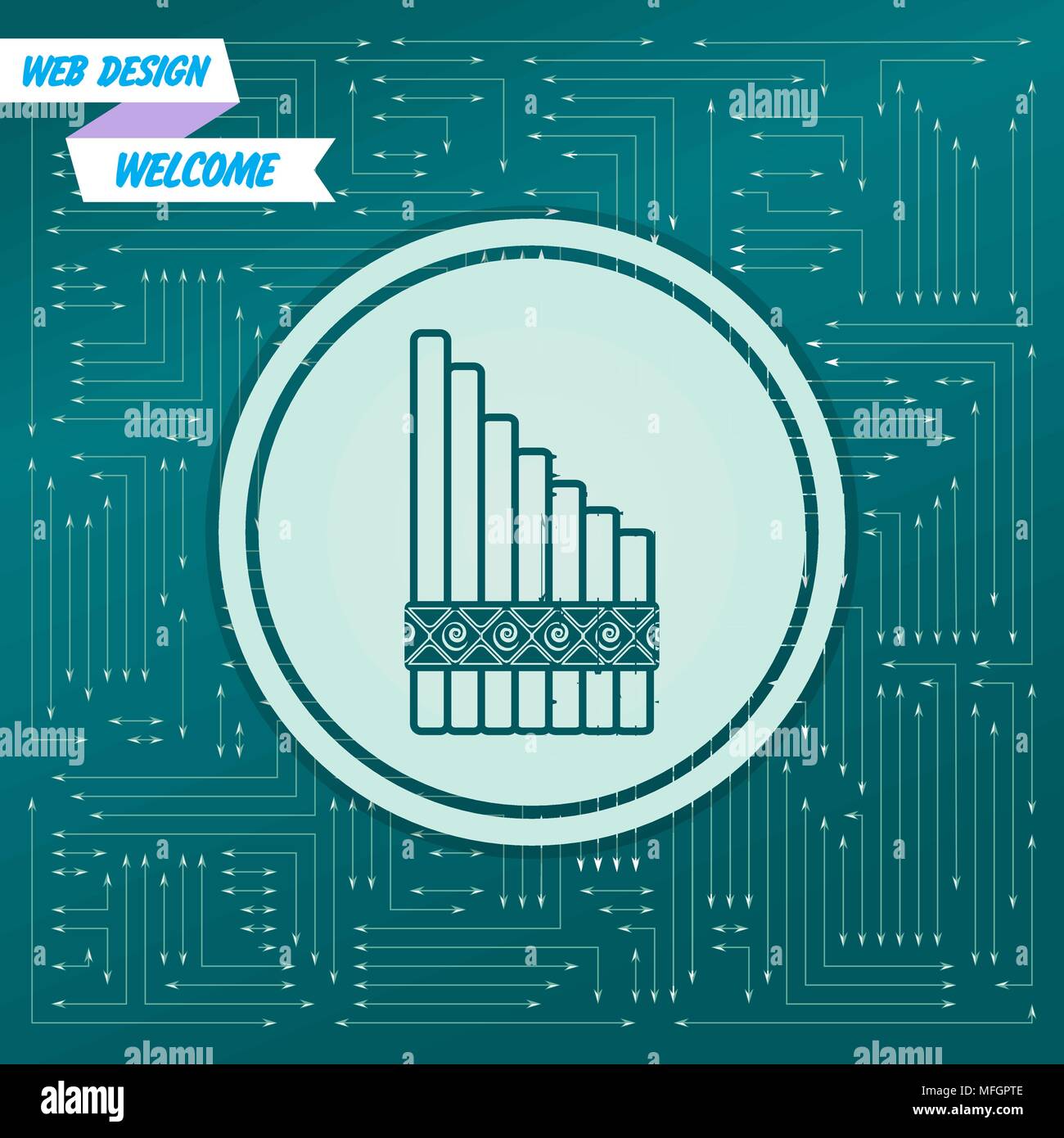 Xylophon Symbol auf einem grünen Hintergrund, mit Pfeile in
