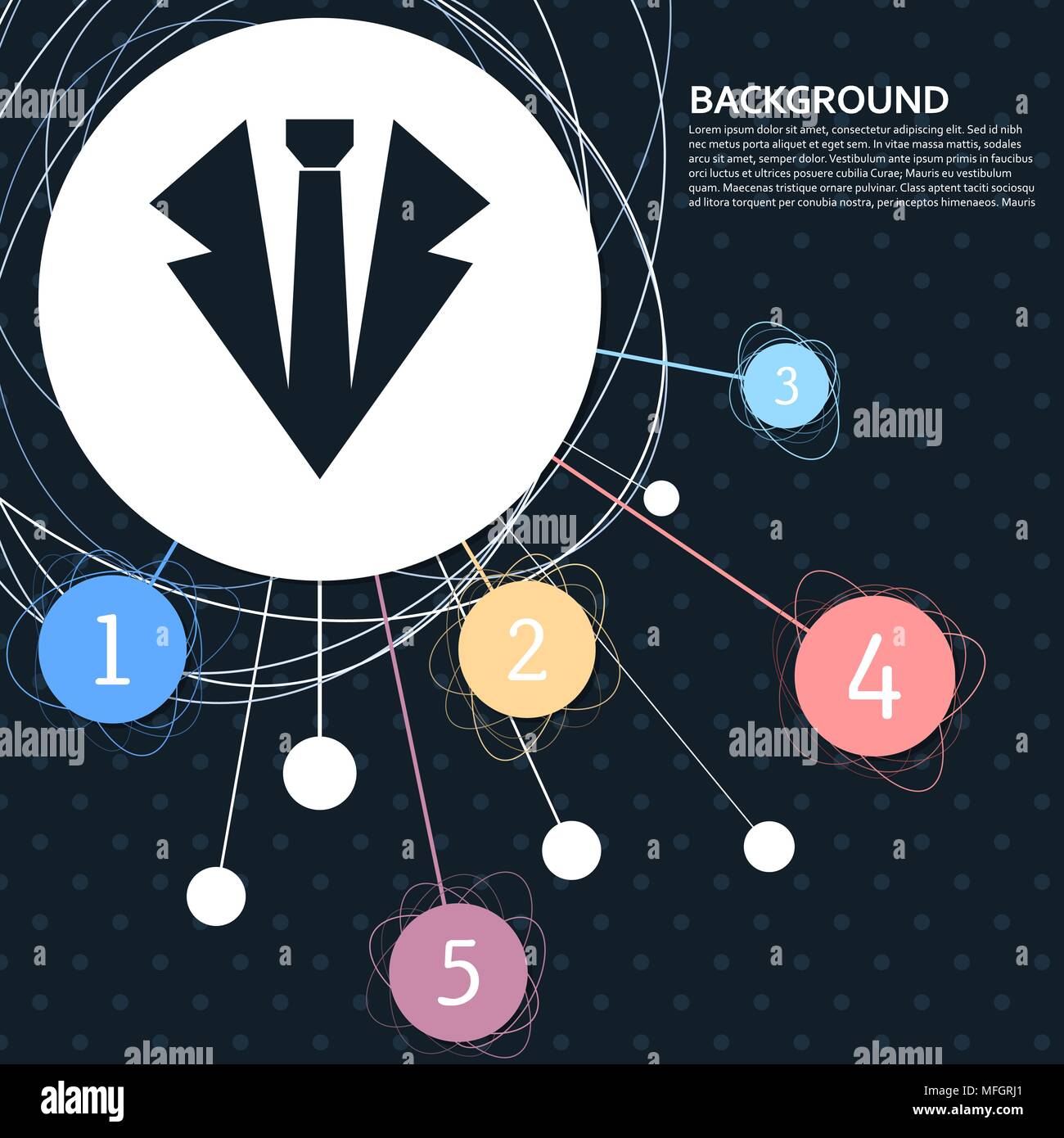 Krawatte Symbol mit dem Hintergrund auf den Punkt und mit infografik Stil. Vector Illustration Stock Vektor