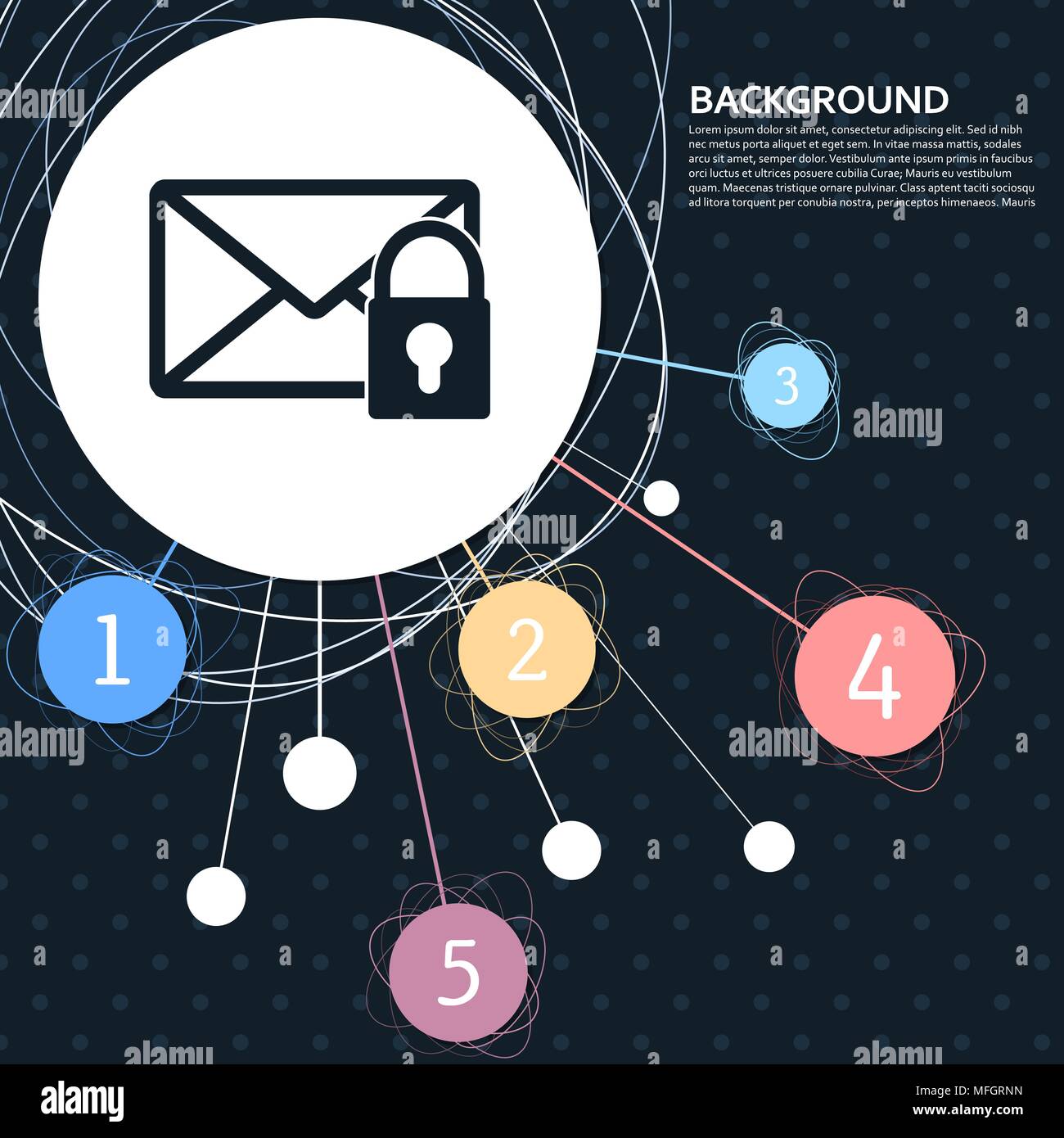 Geheime mail Symbol mit dem Hintergrund auf den Punkt und mit infografik Stil. Vector Illustration Stock Vektor