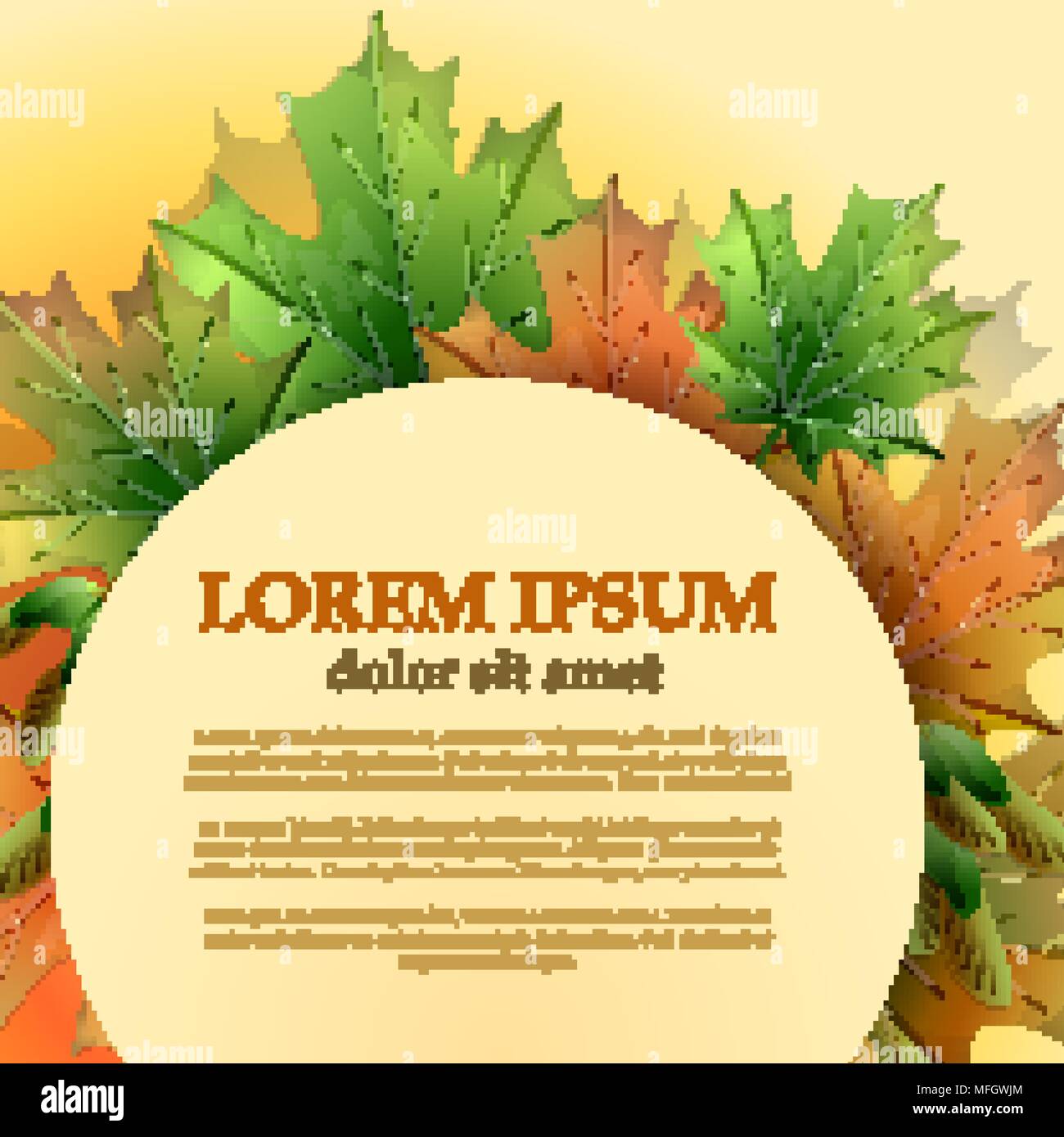 Runden Rahmen mit Ahorn Blätter auf einem hellen Hintergrund mit Platz für Ihren Text. Herbst. Vector Illustration Stock Vektor