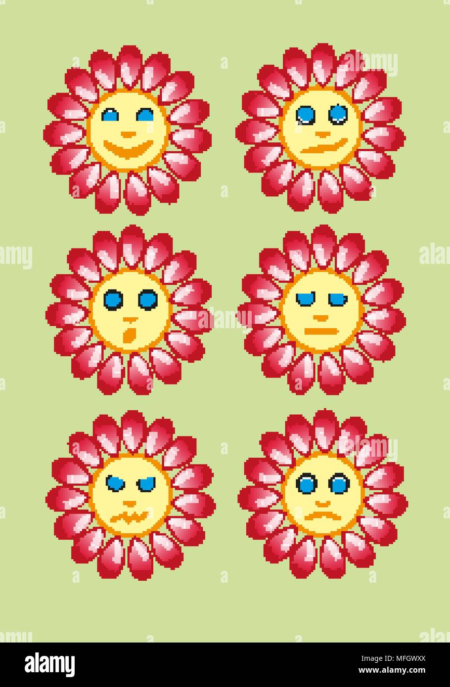 Schöne und lustige gelbe Smiley in einem kleinen Satz von Sun. Vector Illustration Stock Vektor