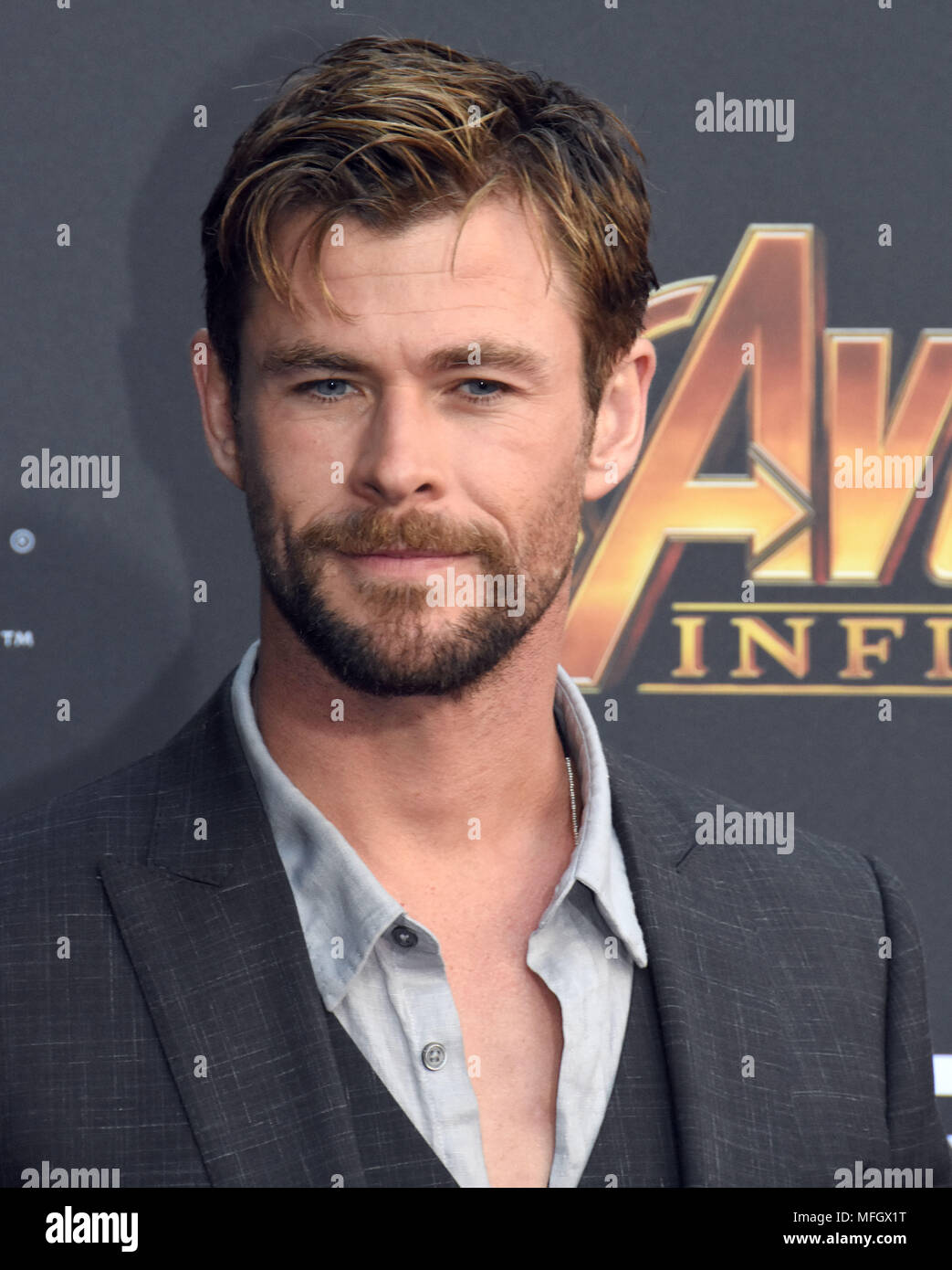 LOS ANGELES, Ca - 23. April: Schauspieler Chris Hemsworth besucht die Weltpremiere von Disney und Wunder "Avengers: Infinity Krieg" am 23. April 2018 in Los Angeles, Kalifornien. Foto von Barry King/Alamy leben Nachrichten Stockfoto