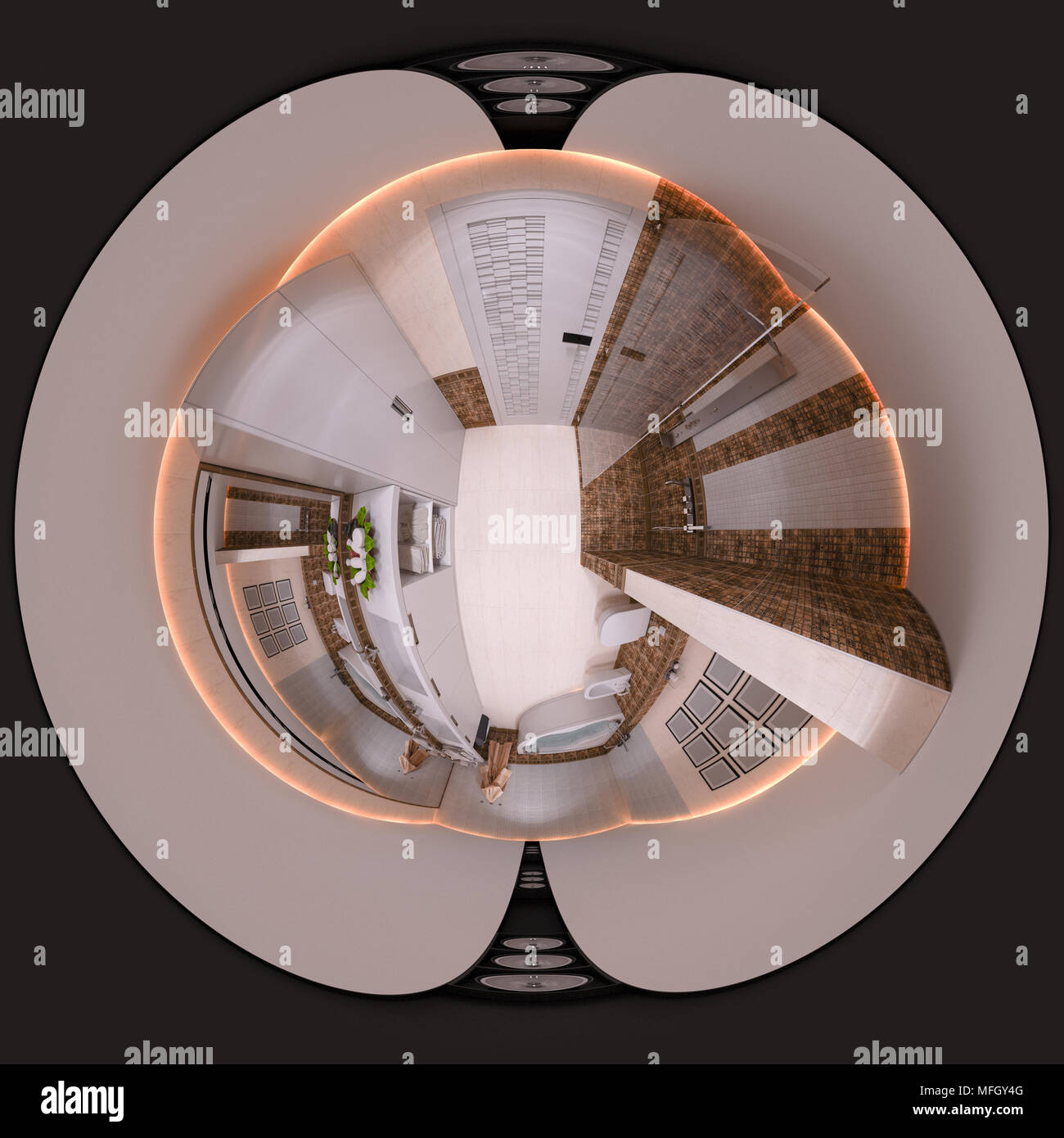 3D Darstellung sphärischer 360 Grad, nahtlosen Panorama Bad