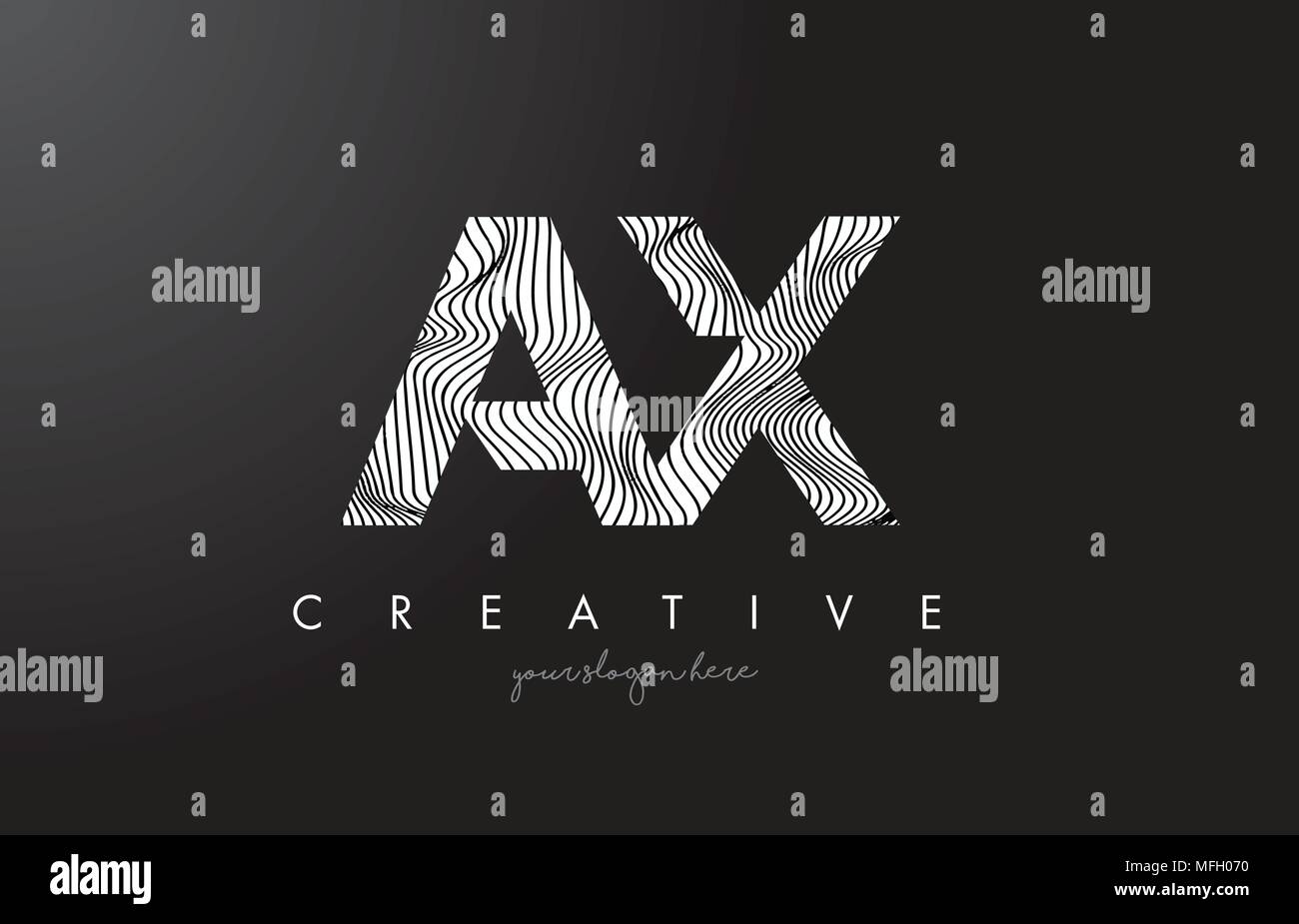 AX A X Schreiben Logo mit Zebrastreifen Textur Design Vector Illustration. Stock Vektor