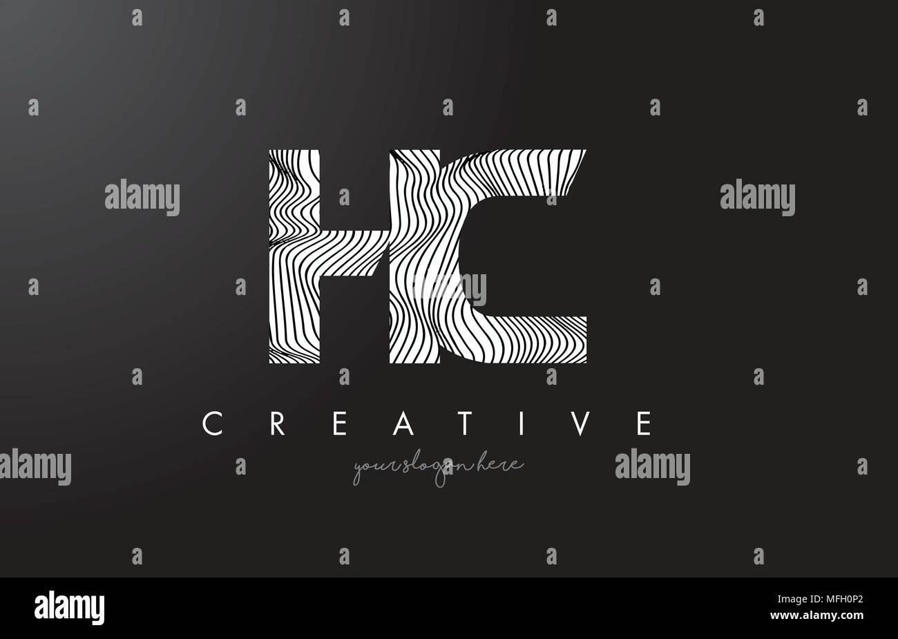 HC H C Schreiben Logo mit Zebrastreifen Textur Design Vector Illustration. Stock Vektor