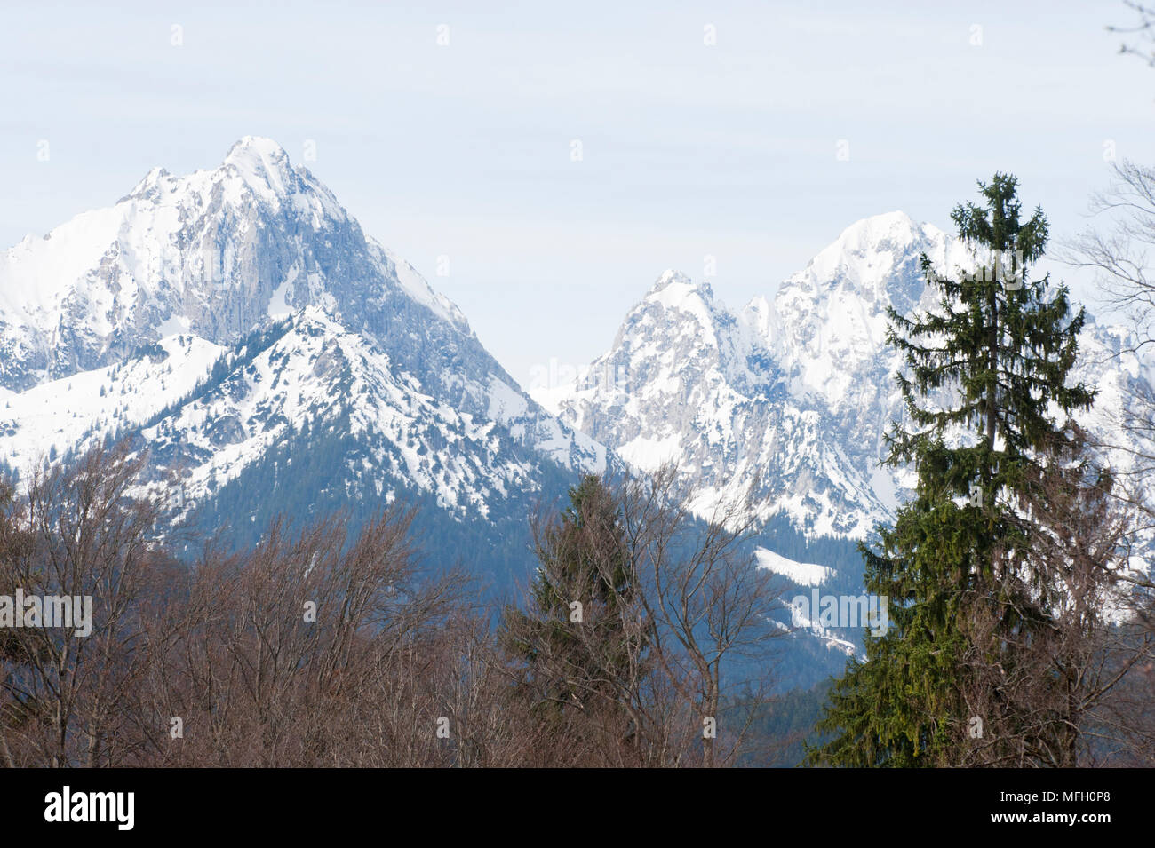 Höchste Berge Deutschland Blick über den Alpsee, die Berge von links nach rechts der Gehrenspitze