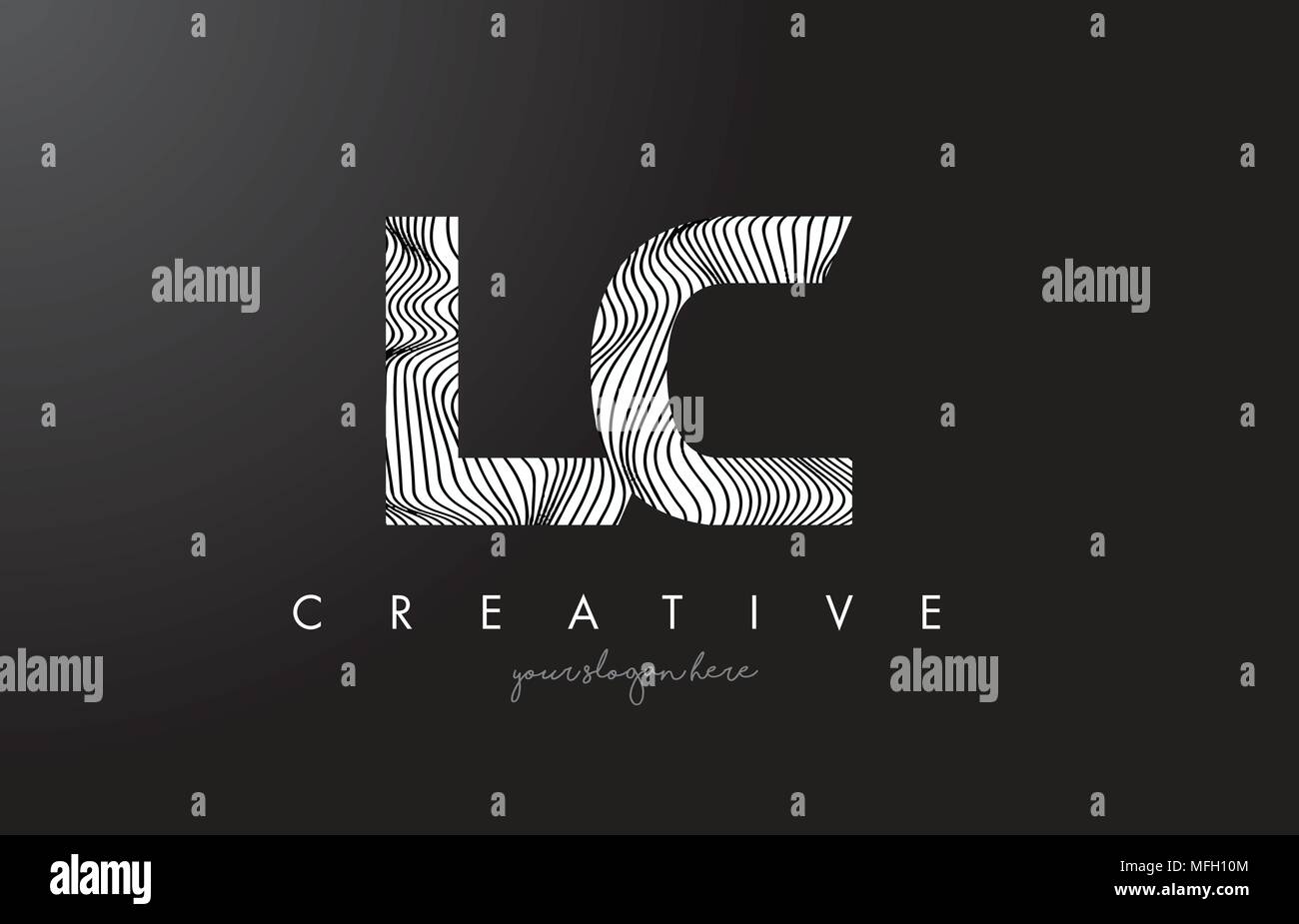LC L C Schreiben Logo mit Zebrastreifen Textur Design Vector Illustration. Stock Vektor