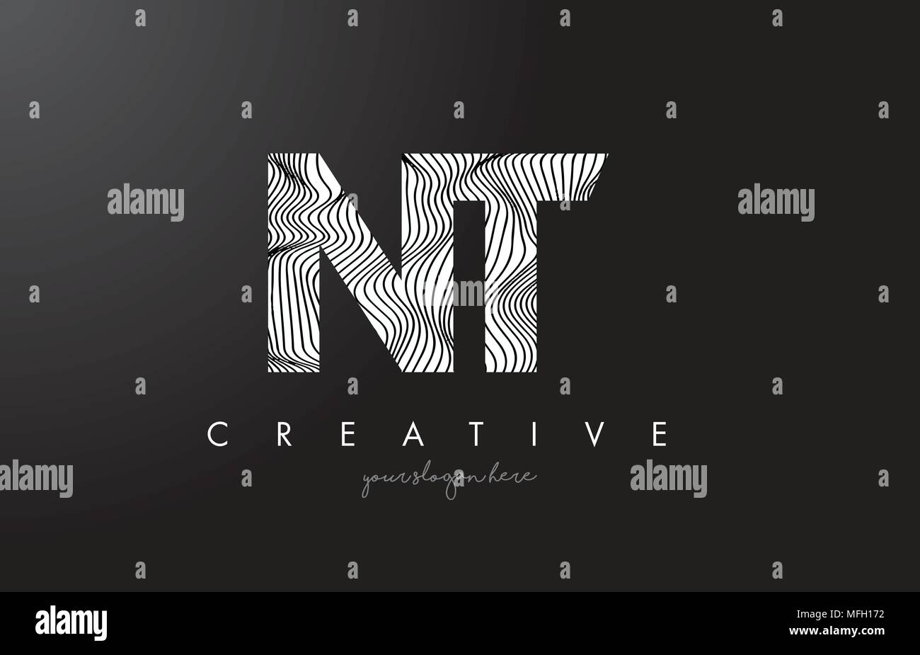 NT N T Schreiben Logo mit Zebrastreifen Textur Design Vector Illustration. Stock Vektor